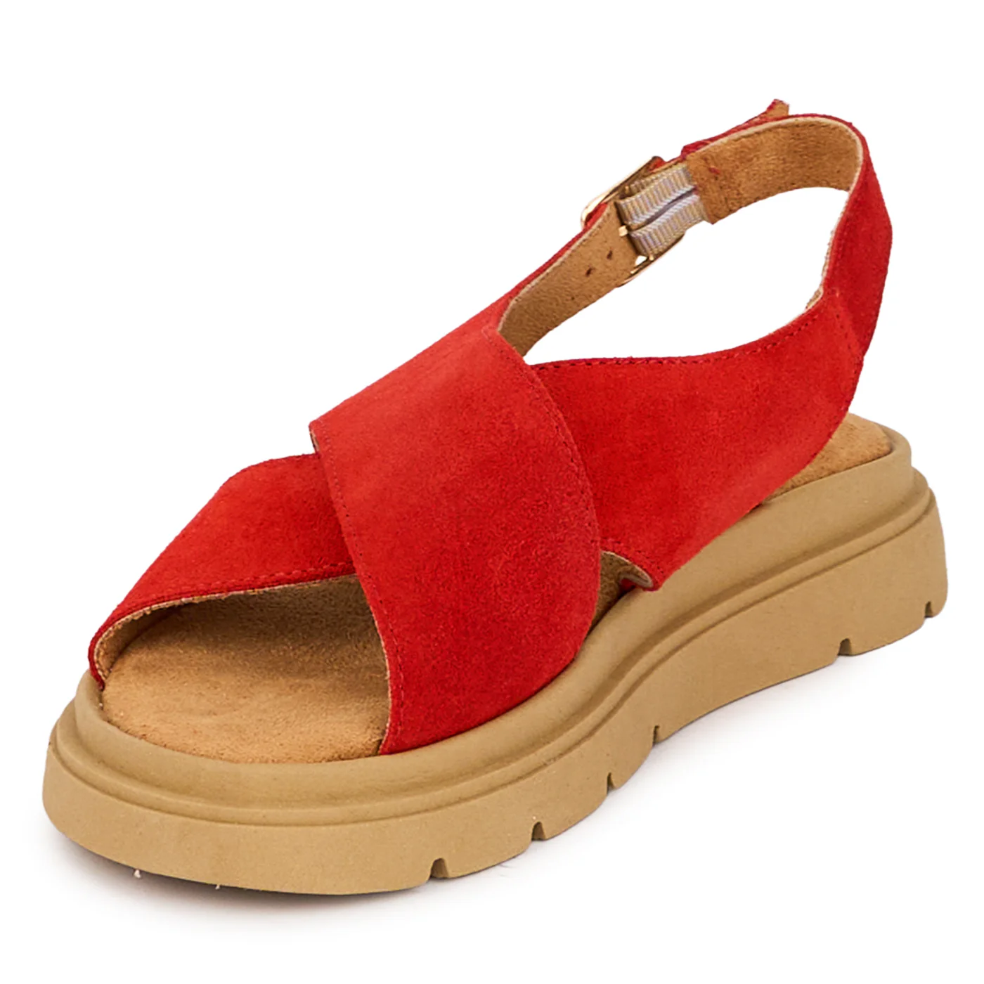 Sandale dama din piele naturala rosie 18458 - Image 3