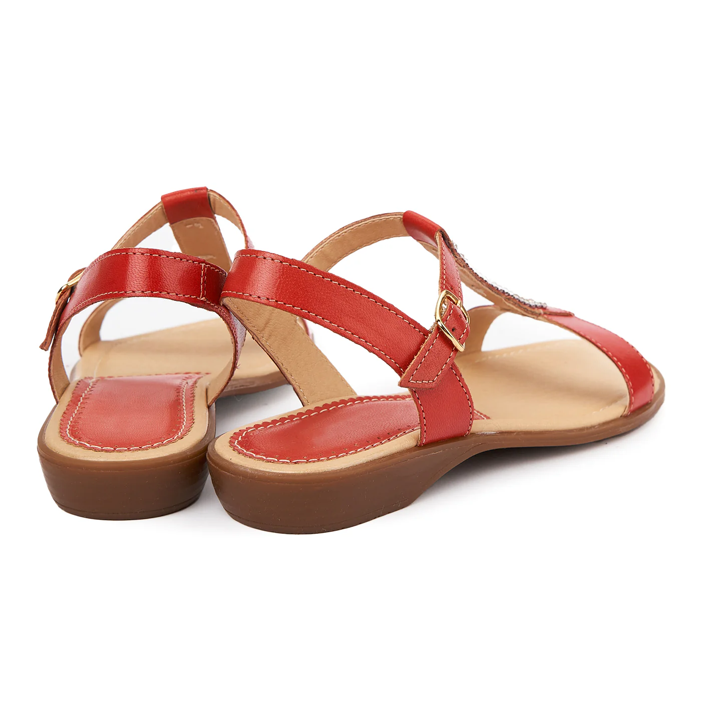 Sandale dama din piele naturala rosie 2342 - Image 2