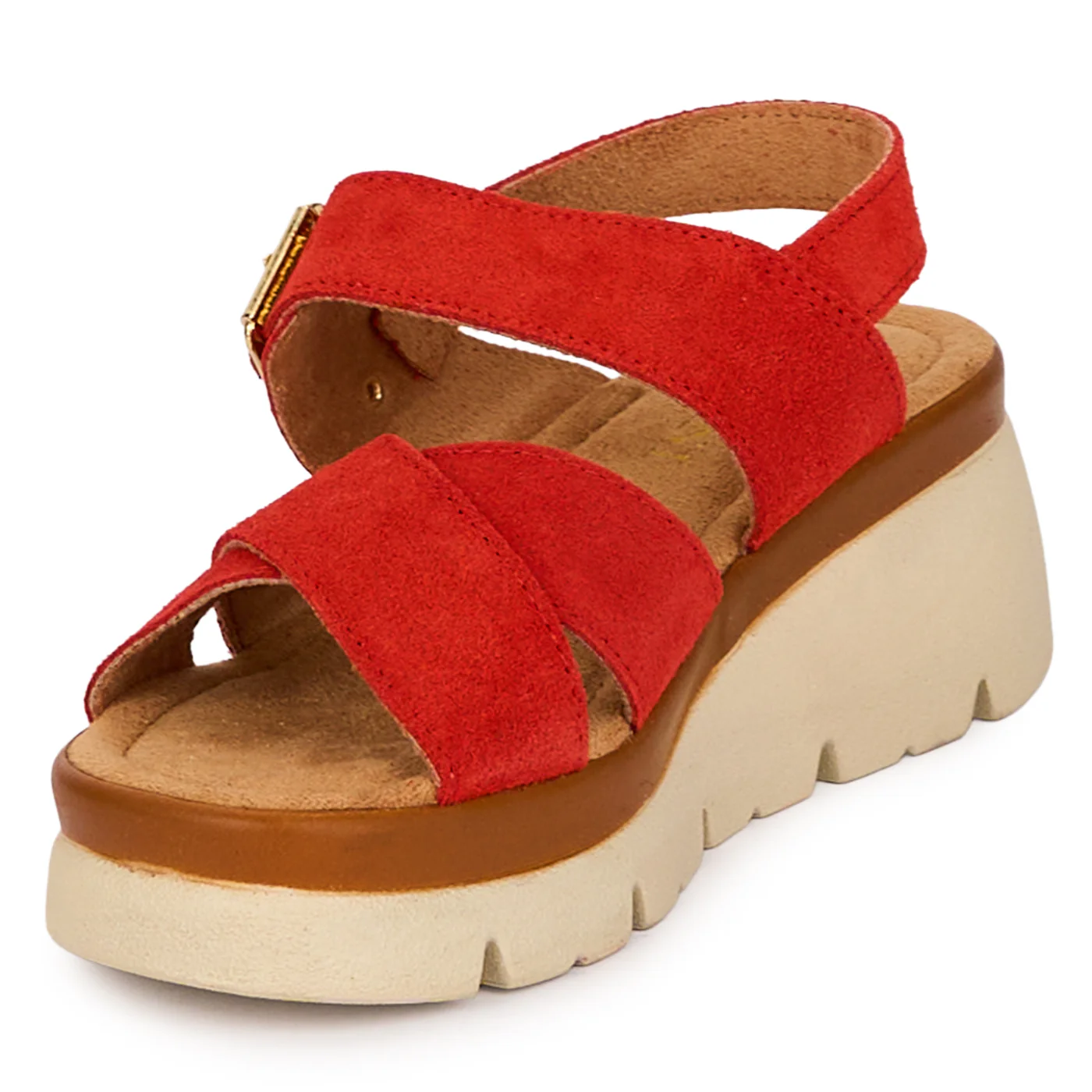 Sandale dama din piele naturala rosie cu platforma 5 cm 18572 - Image 3