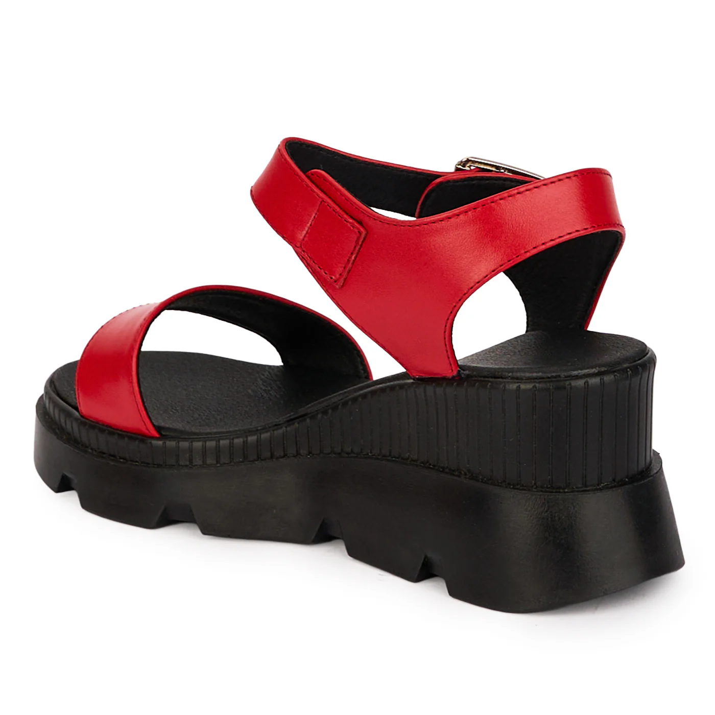 Sandale dama din piele naturala rosie cu platforma 7 cm 18519 - Image 2