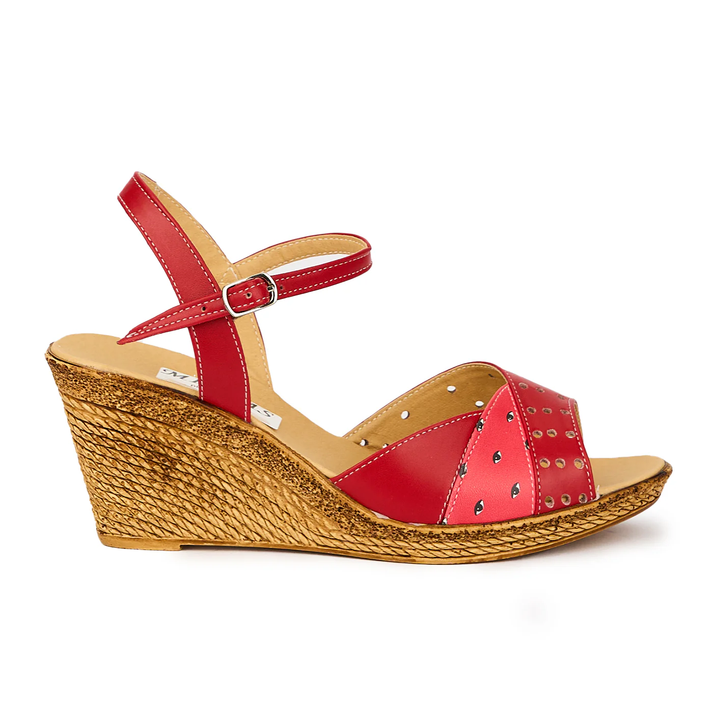 Sandale dama din piele naturala rosie cu platforma 8 cm 15827