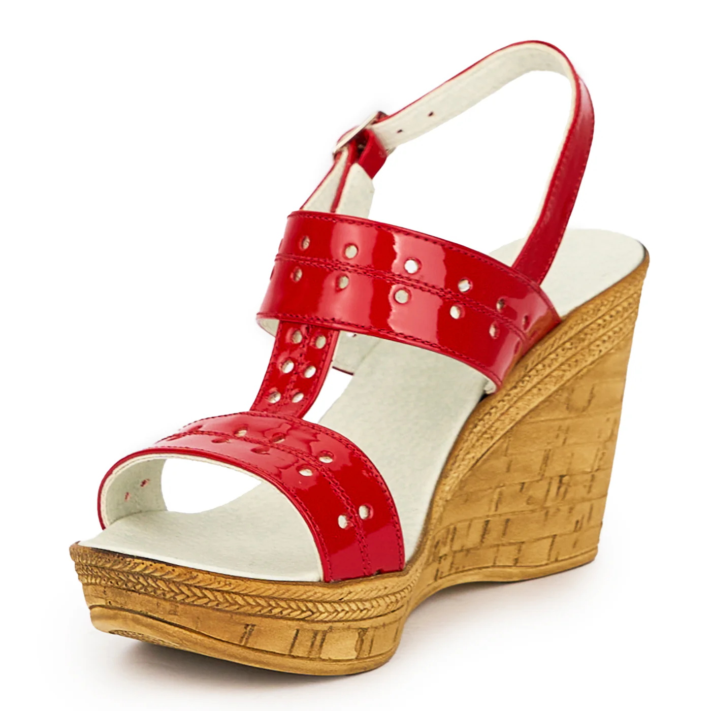 Sandale dama din piele naturala rosie cu platforma 9 cm 15583 - Image 3