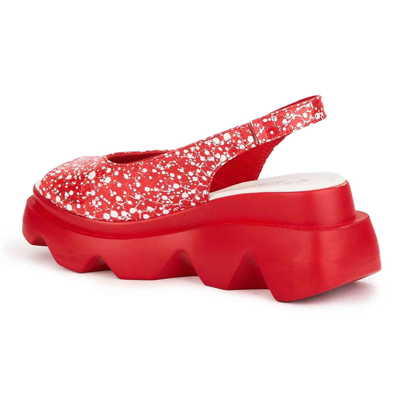 Sandale dama din piele naturala rosie cu talpa inalta 7 cm 16314 - Image 3