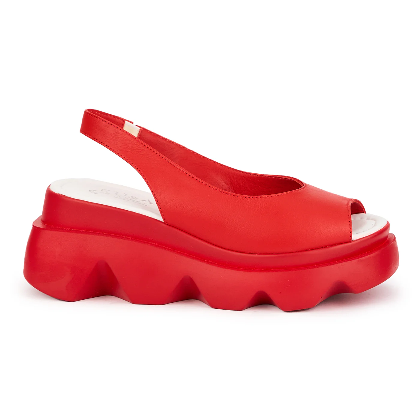 Sandale dama din piele naturala rosie cu talpa inalta 7 cm 16319 - Image 2