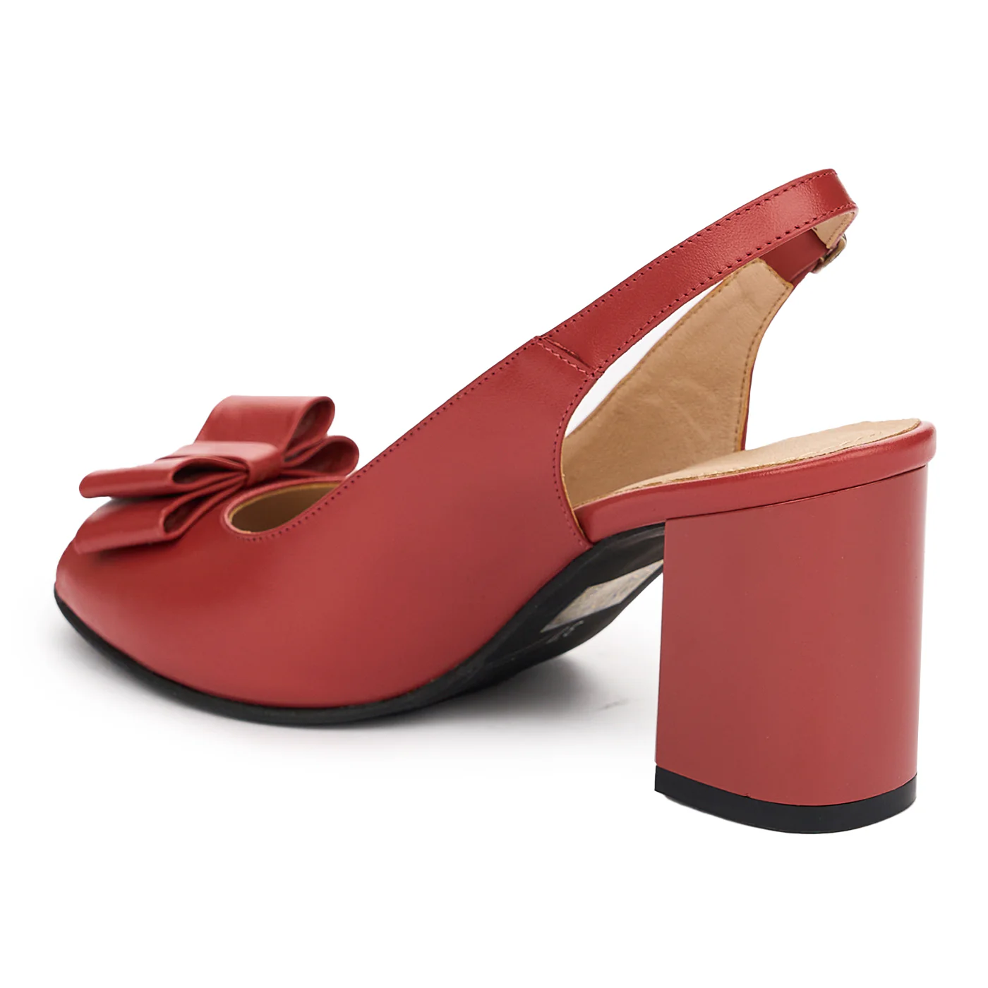 Sandale dama din piele naturala rosie cu toc 7.5cm 12985 - Image 2