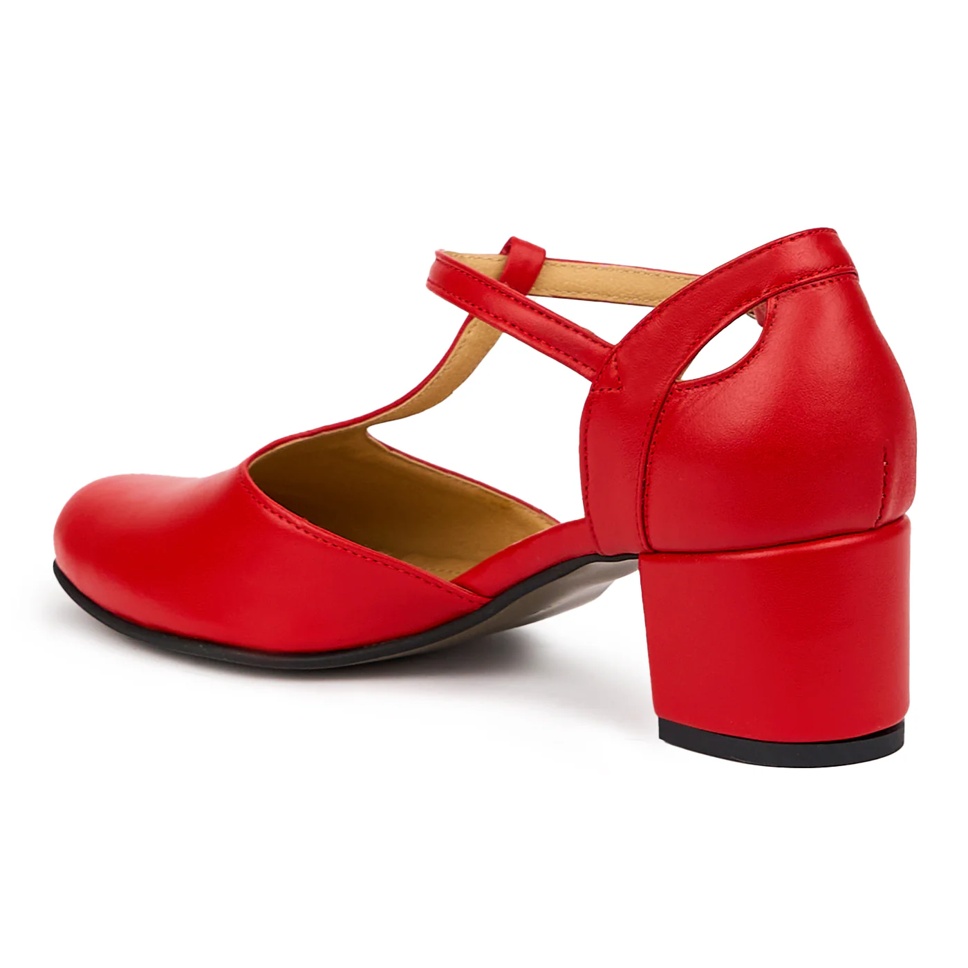 Sandale dama din piele naturala rosie cu toc gros 5 cm 14352 - Image 2