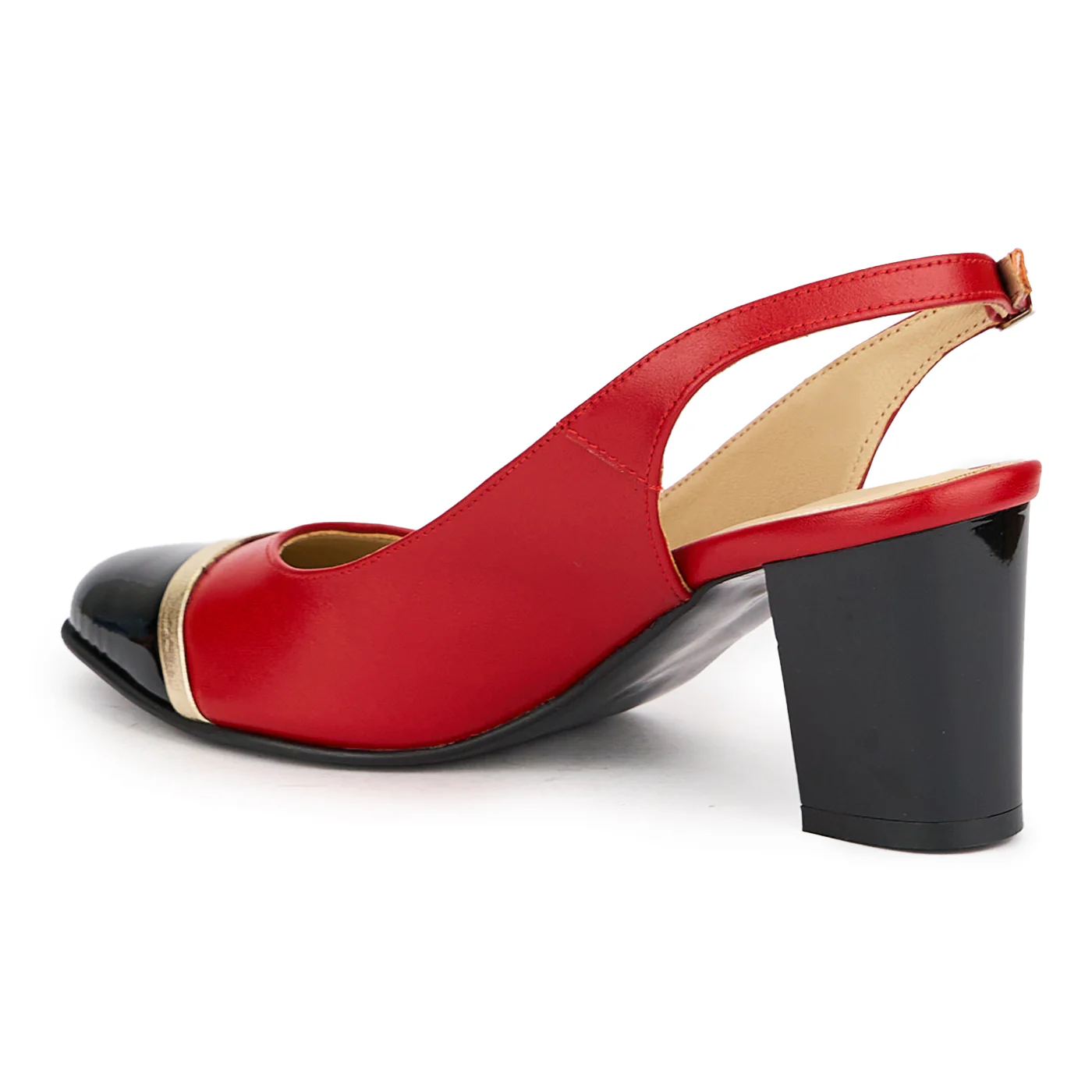 Sandale dama din piele naturala rosie cu toc gros 7 cm 16232 - Image 2