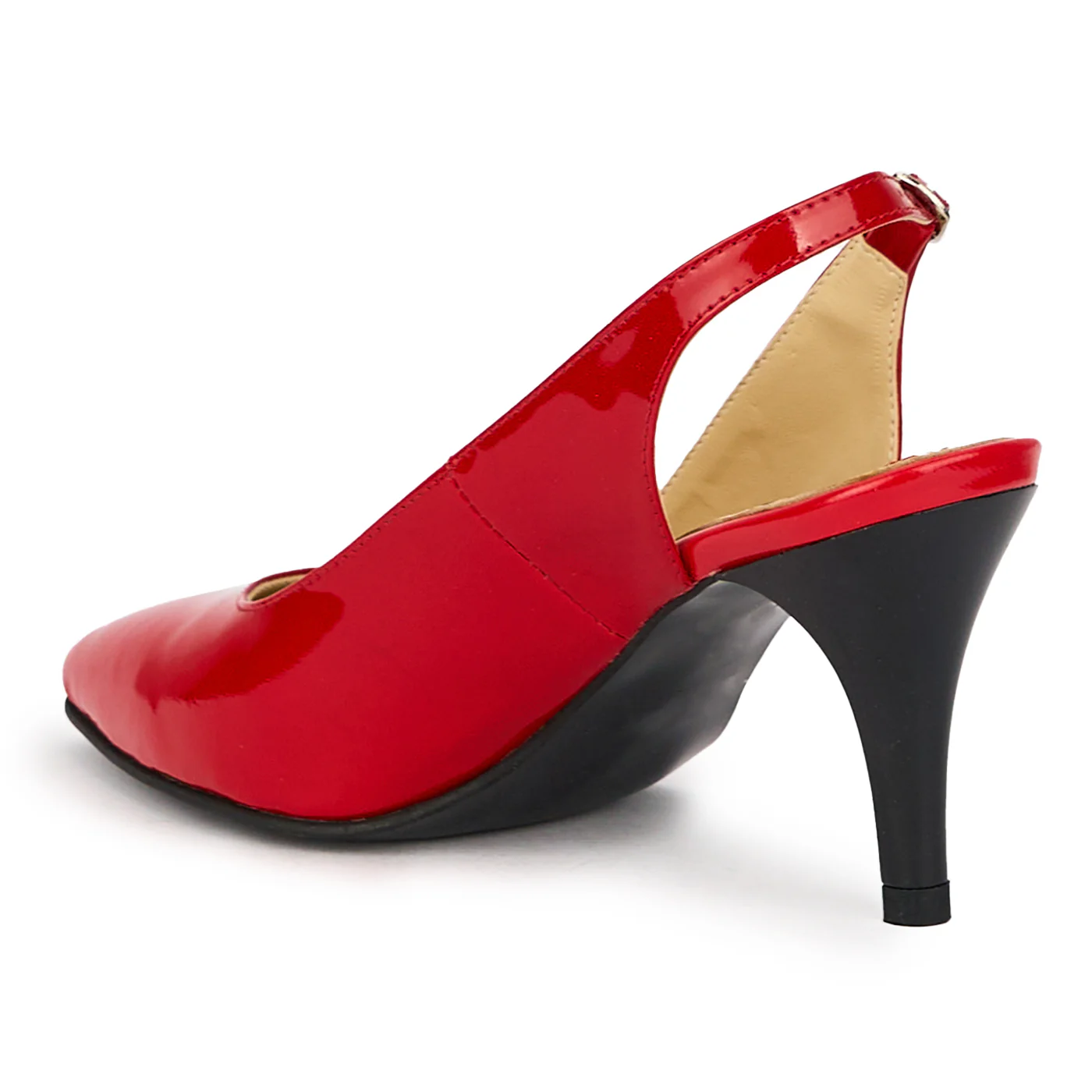 Sandale dama din piele naturala rosie cu toc subtire 8 cm 15643 - Image 2