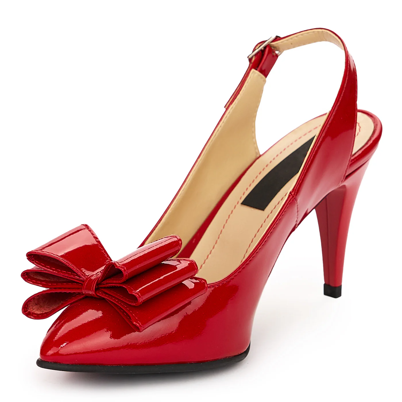Sandale dama din piele naturala rosie cu toc subtire 9 cm 13781 - Image 3