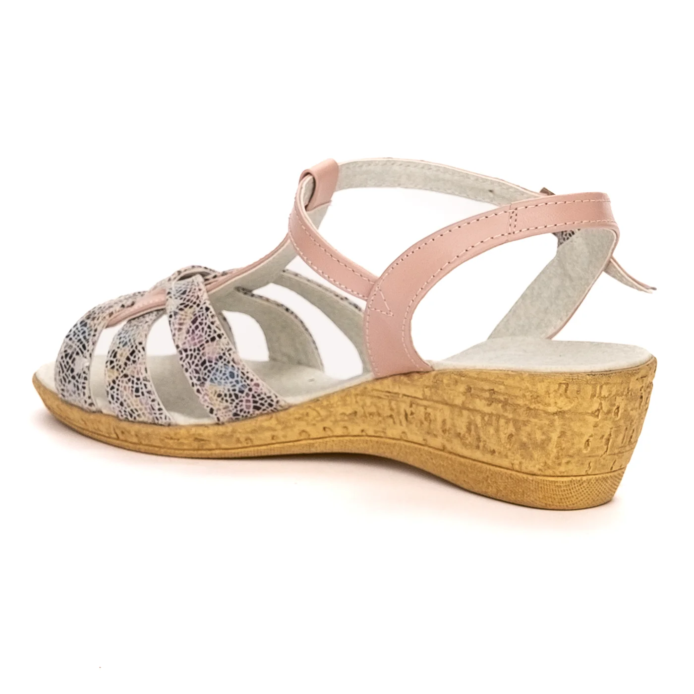Sandale dama din piele naturala roz cu platforma 13359 - Image 2