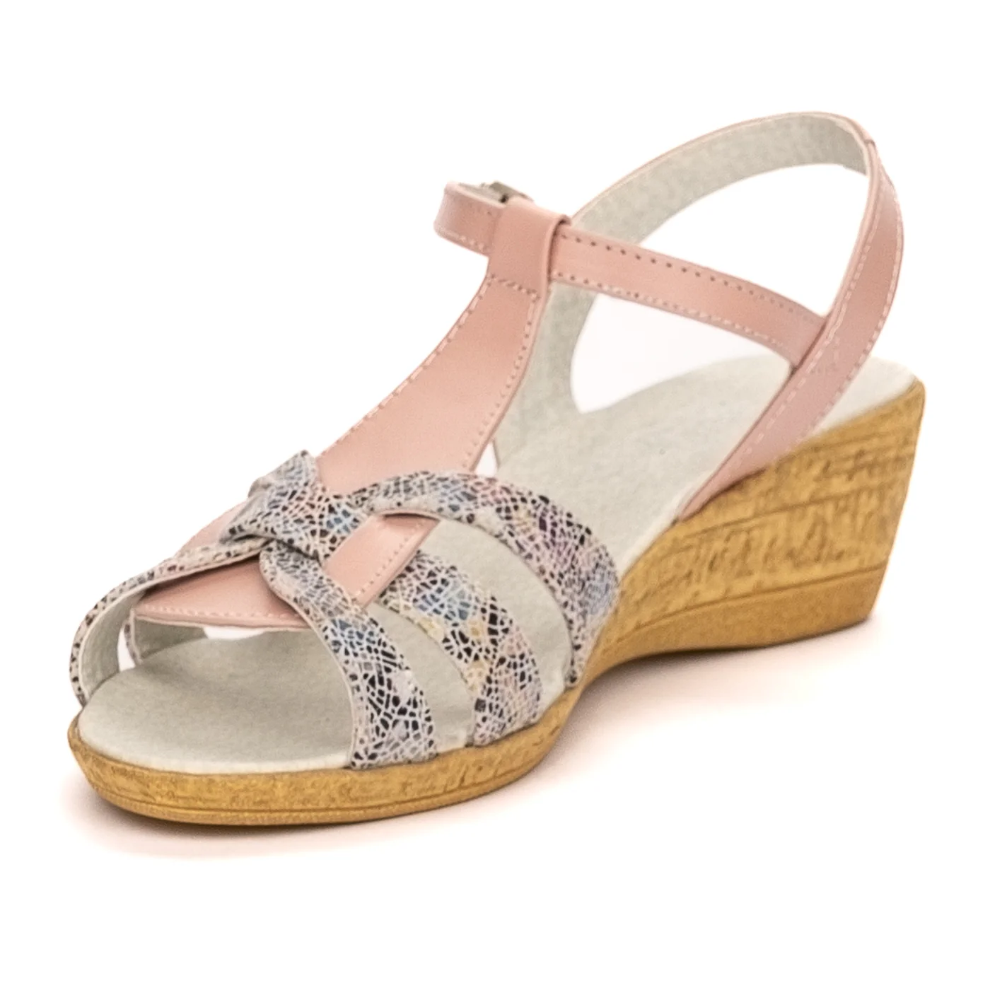 Sandale dama din piele naturala roz cu platforma 13359 - Image 3