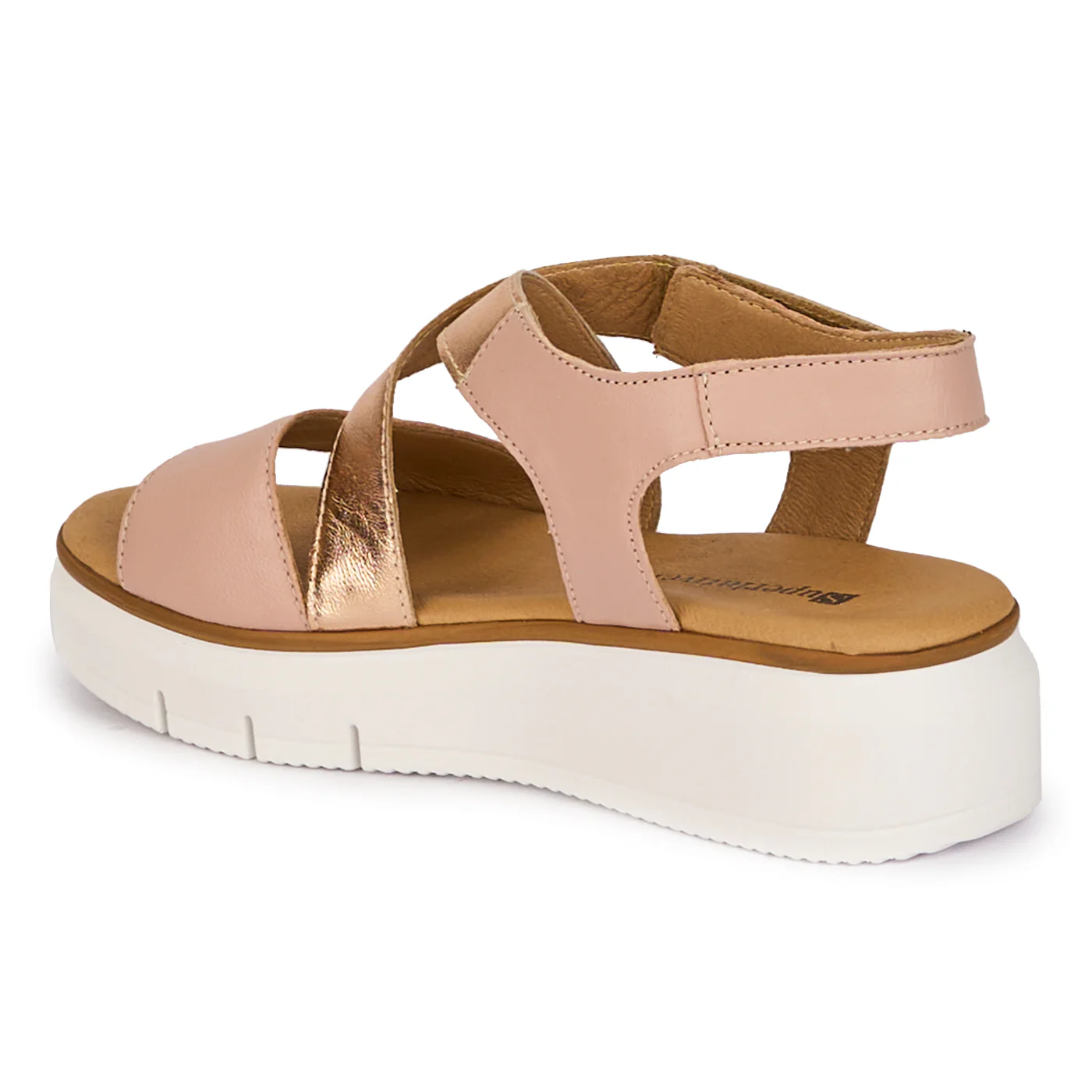 Sandale dama din piele naturala roz cu platforma 18251 - Image 2