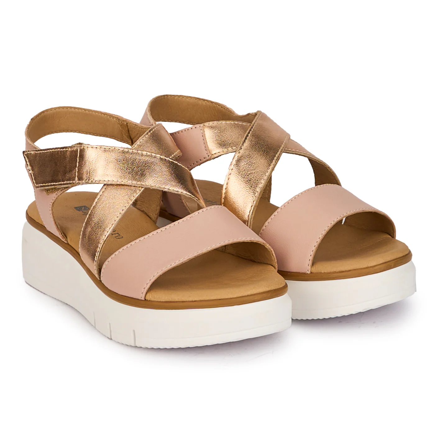 Sandale dama din piele naturala roz cu platforma 18251 - Image 4