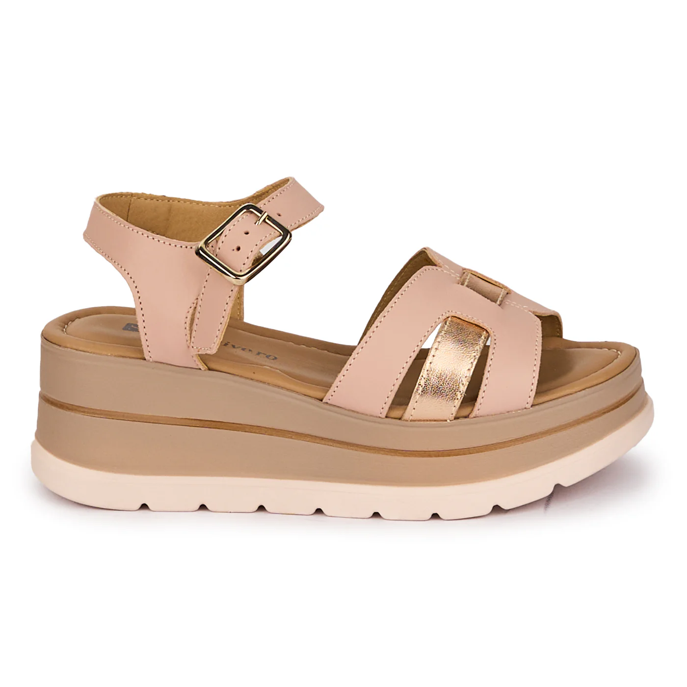 Sandale dama din piele naturala roz cu platforma 6 cm 18260