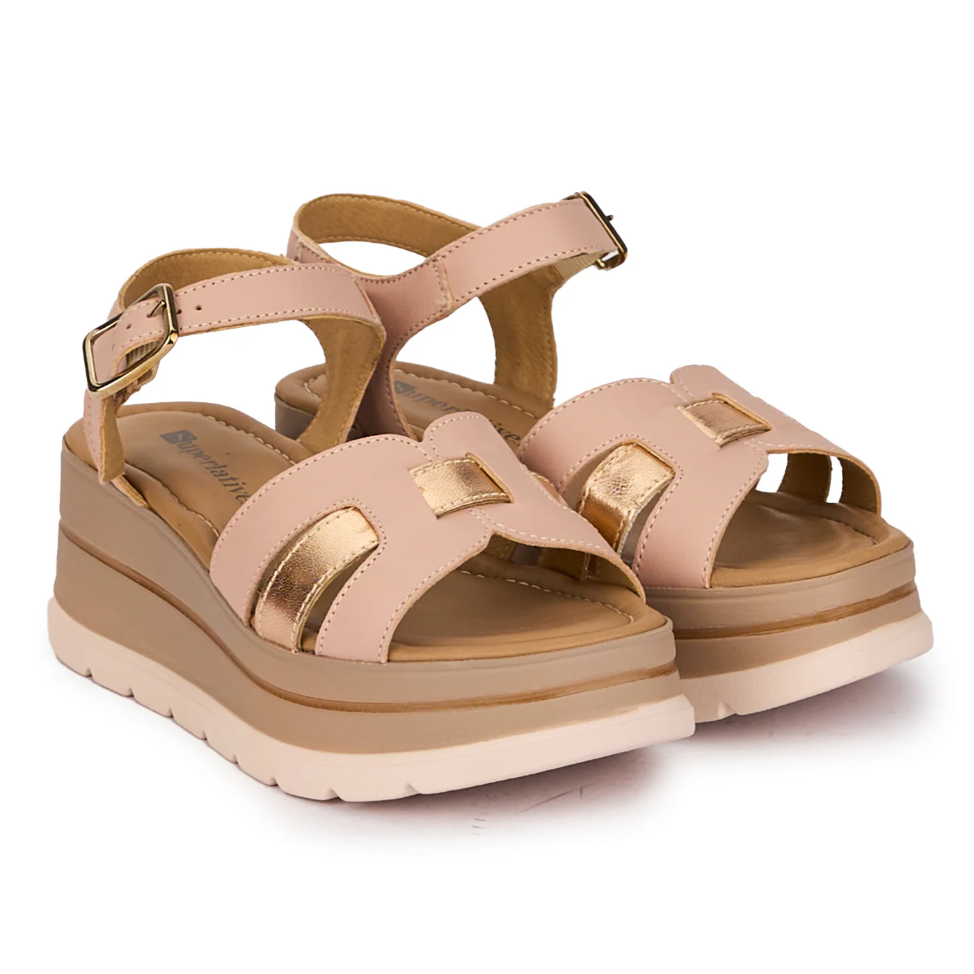 Sandale dama din piele naturala roz cu platforma 6 cm 18260 - Image 4