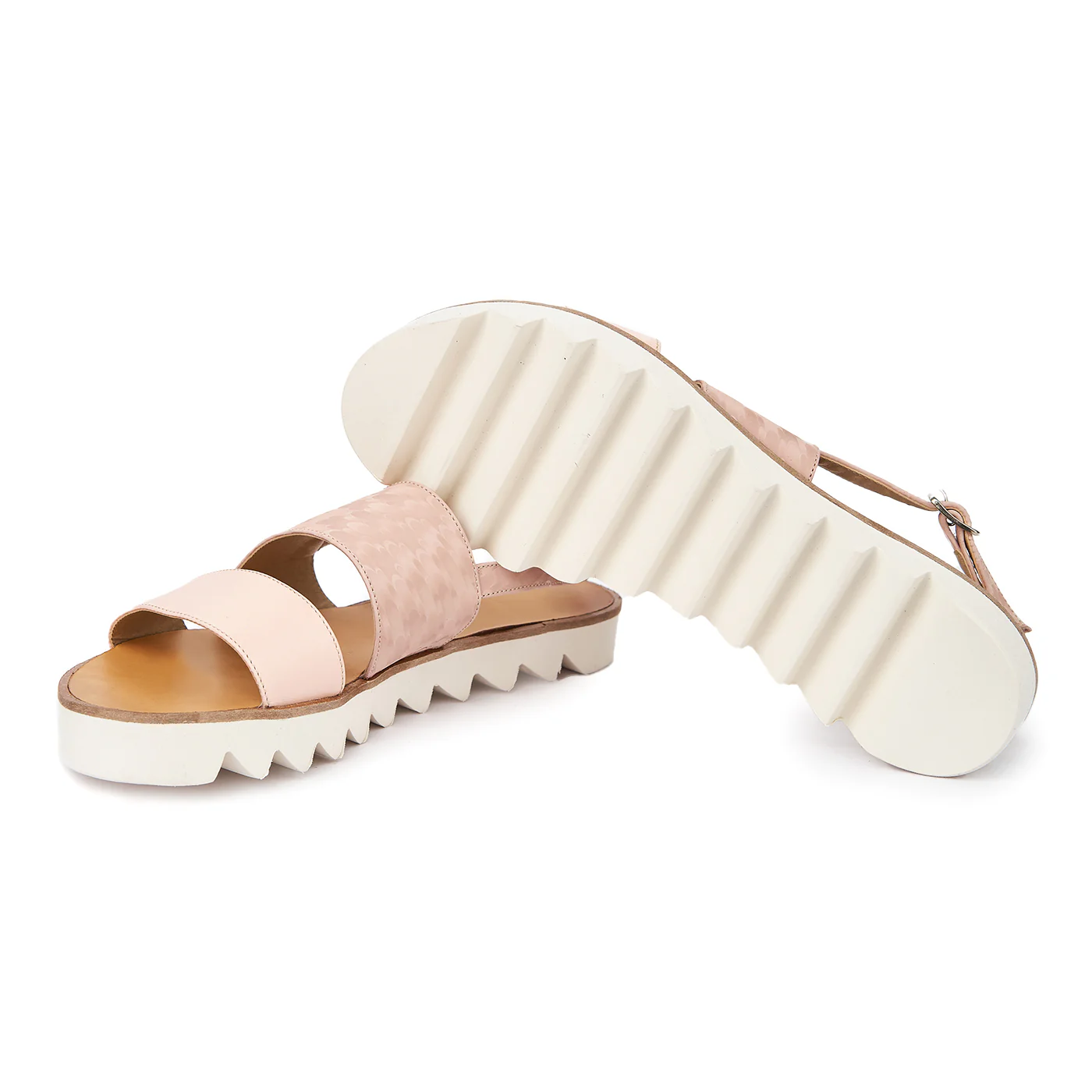 Sandale dama din piele naturala bej cu talpa joasa 2422 - Image 3