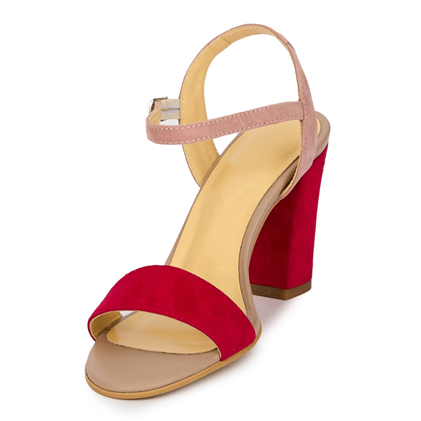 Sandale dama din piele naturala roz  cu toc gros 8.5 cm 18125 - Image 3