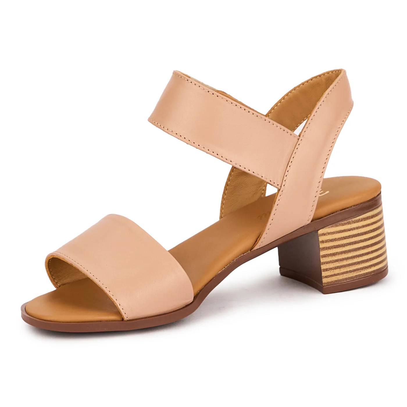 Sandale dama din piele naturala roz-fard cu toc gros 5 cm 16372 - Image 3