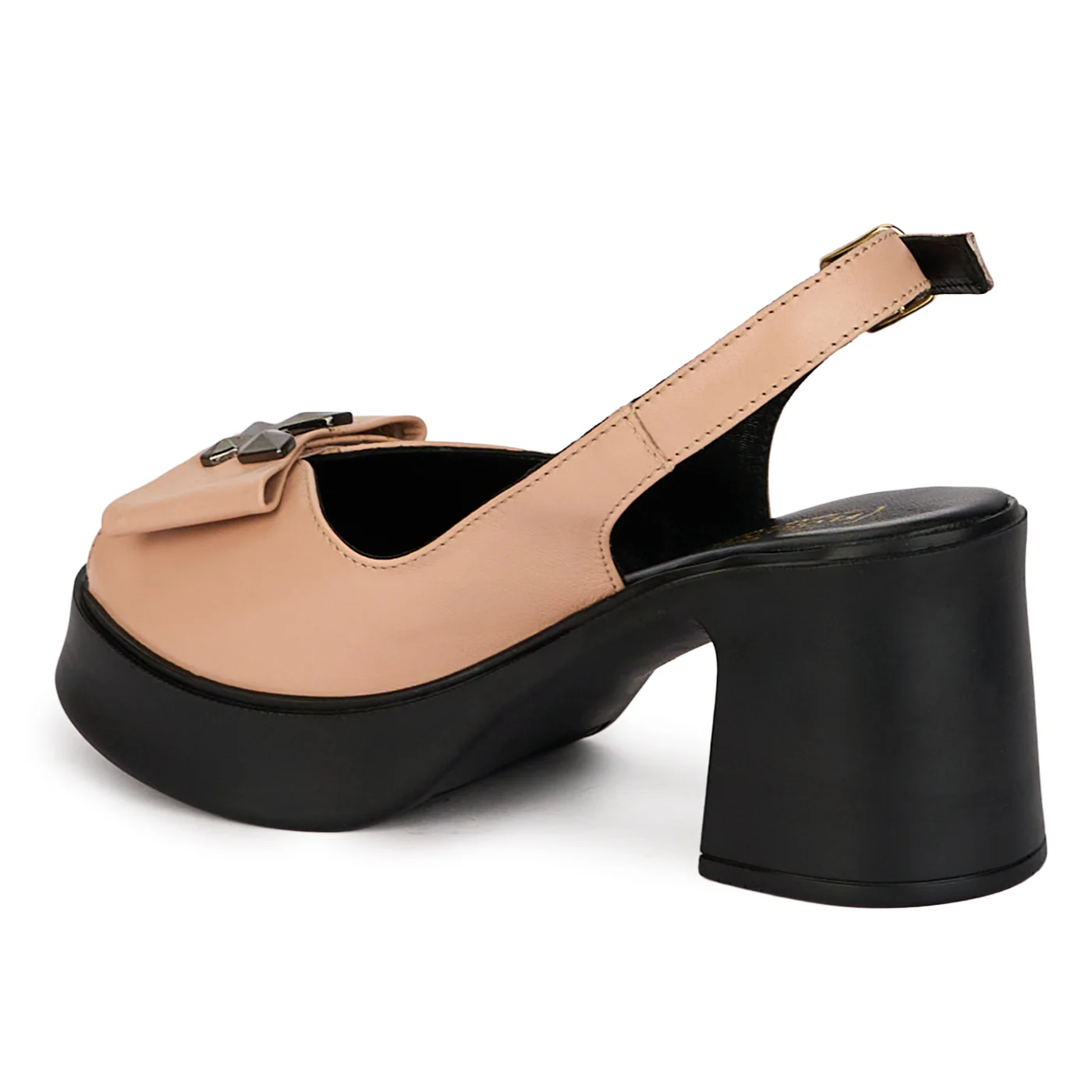 Sandale dama din piele naturala roz fard cu toc gros 7.5 cm 18404 - Image 2