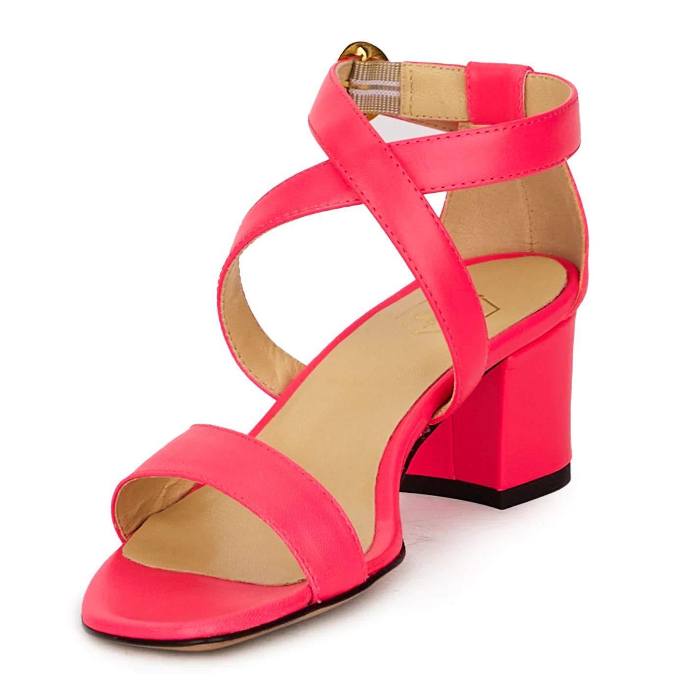 Sandale dama din piele naturala roz neon 17686 - Image 3