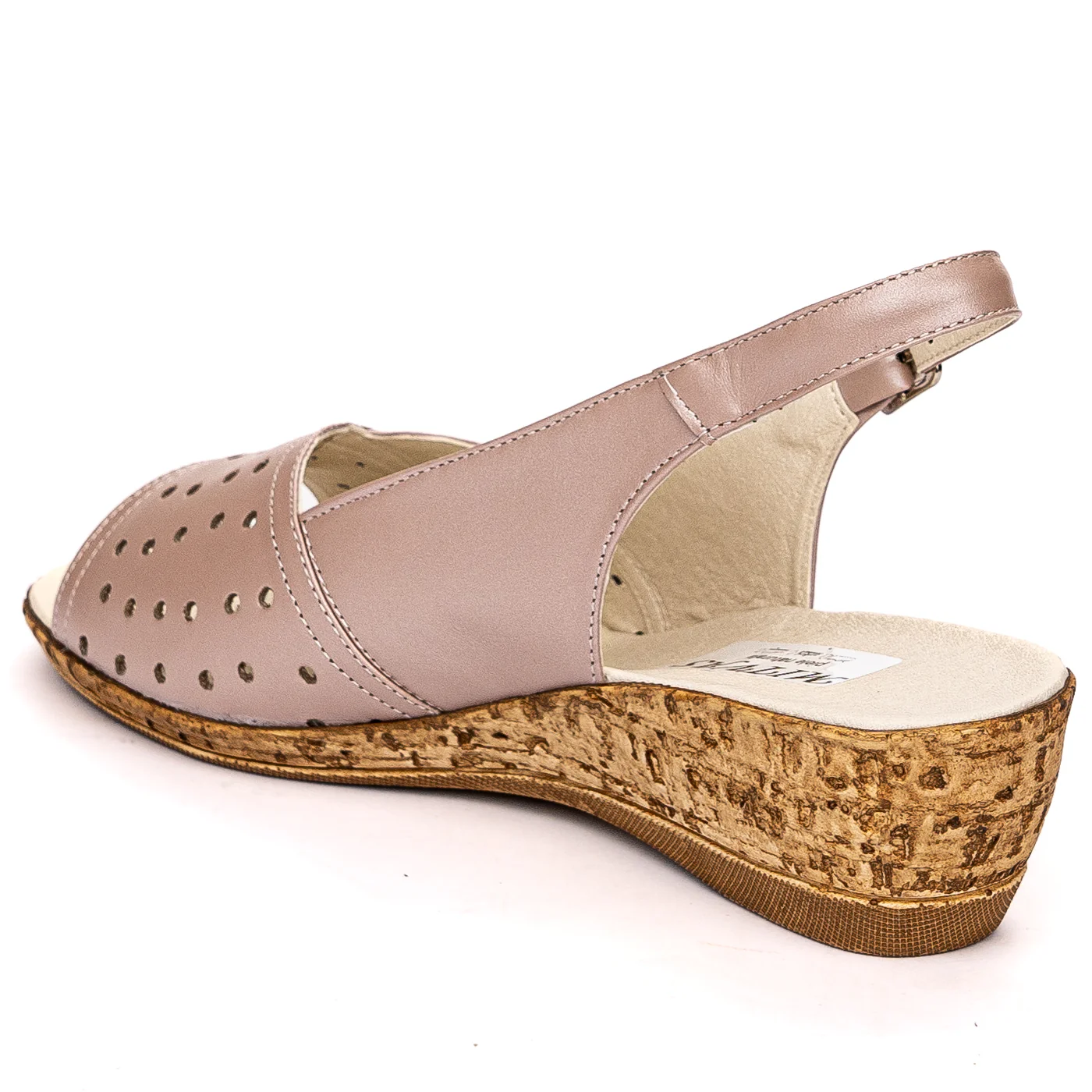 Sandale dama din piele naturala roz - nude 13689 - Image 2