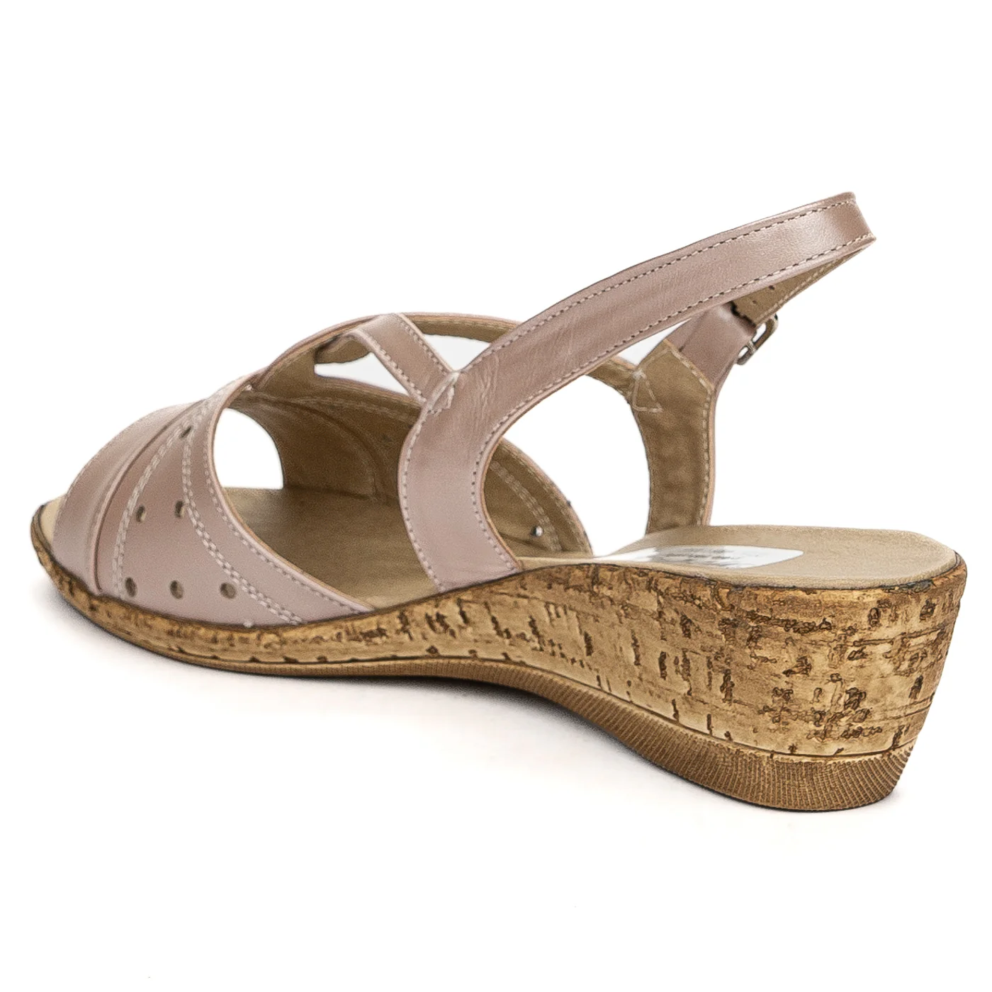 Sandale dama din piele naturala roz - nude 13750 - Image 2