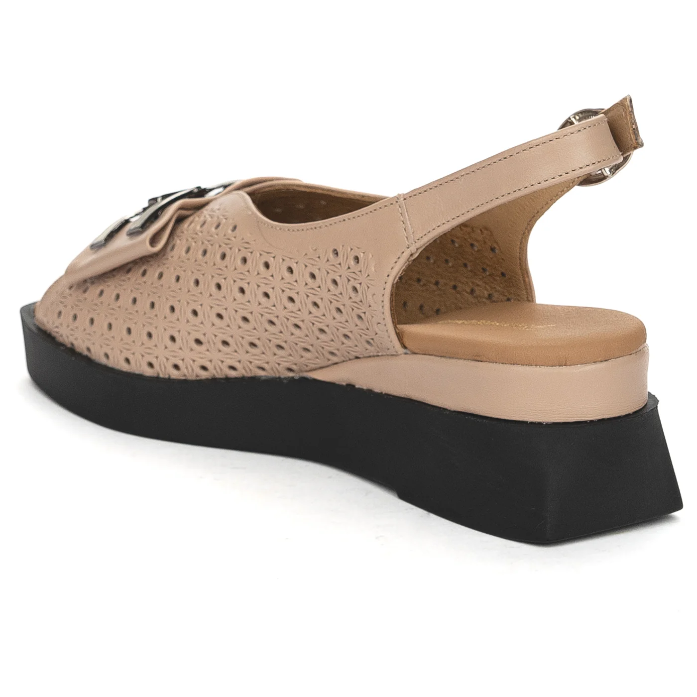 Sandale dama din piele naturala roz-nude cu talpa inalta 13860 - Image 2