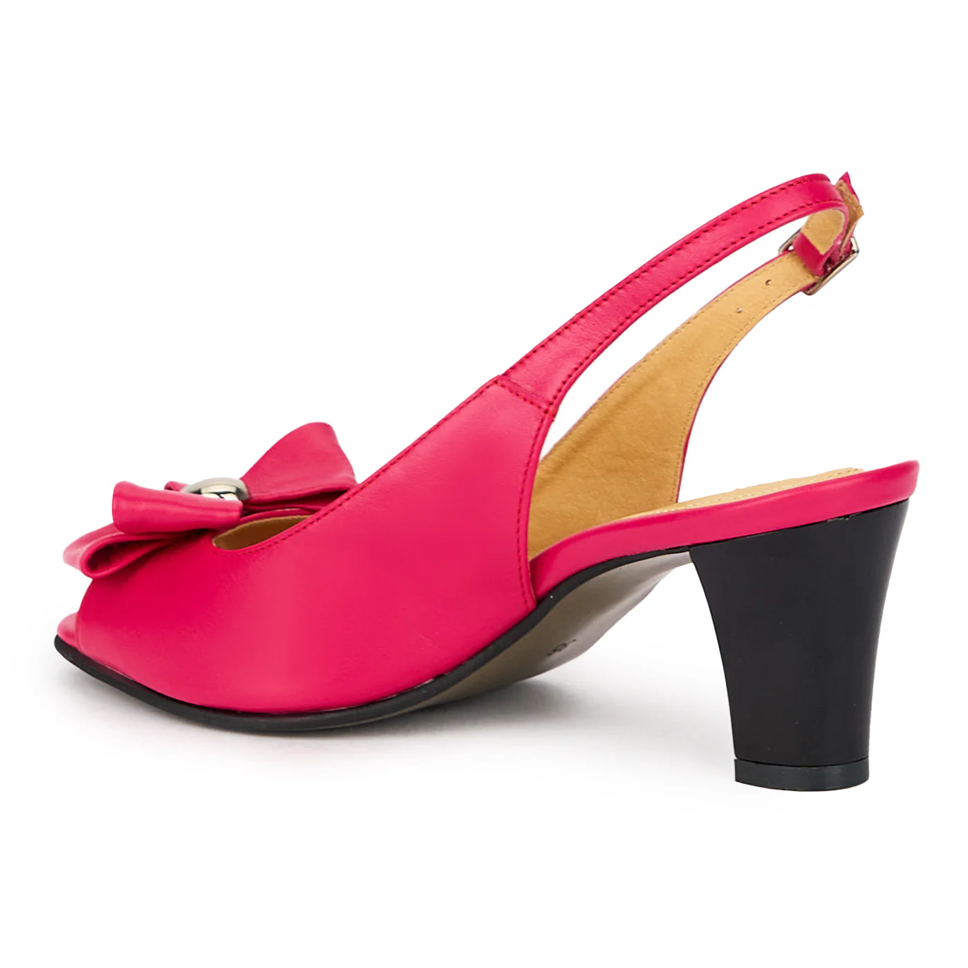 Sandale dama din piele naturala roz-siclam cu toc gros 6.5 cm 15500 - Image 2