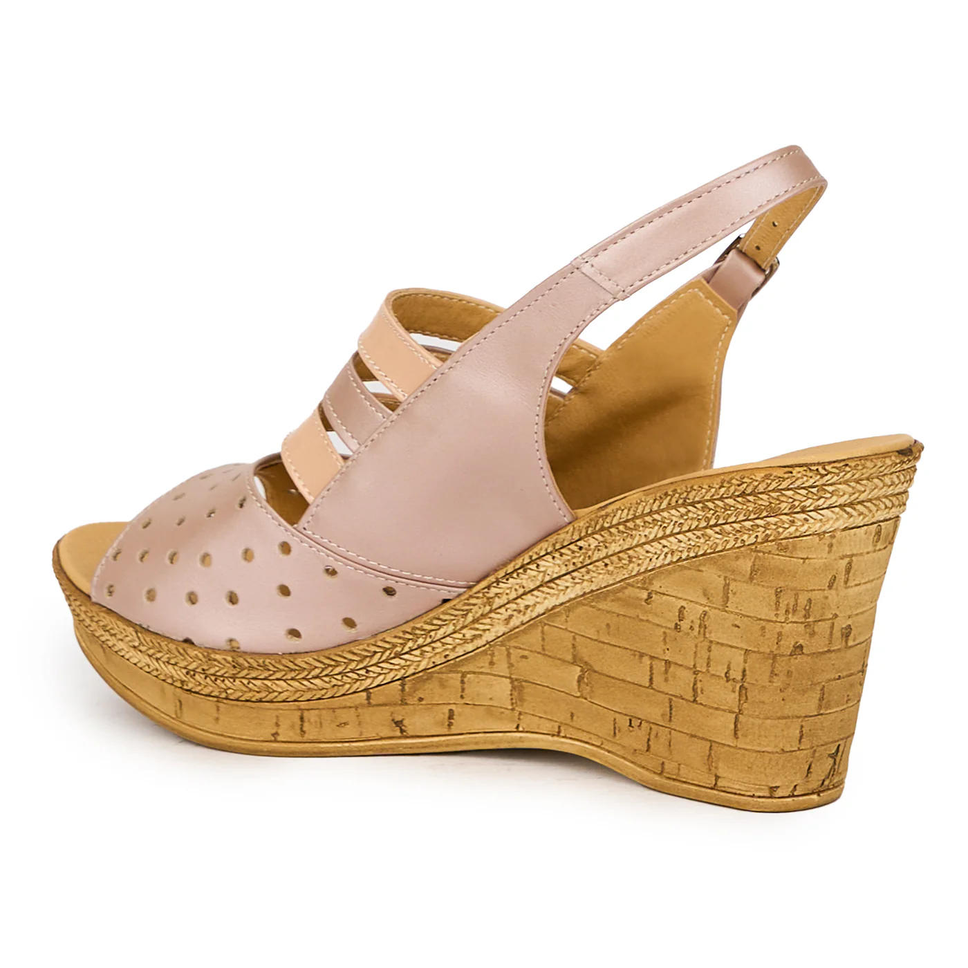 Sandale dama din piele naturala roz sidefat cu platforma 9 cm 15835 - Image 2