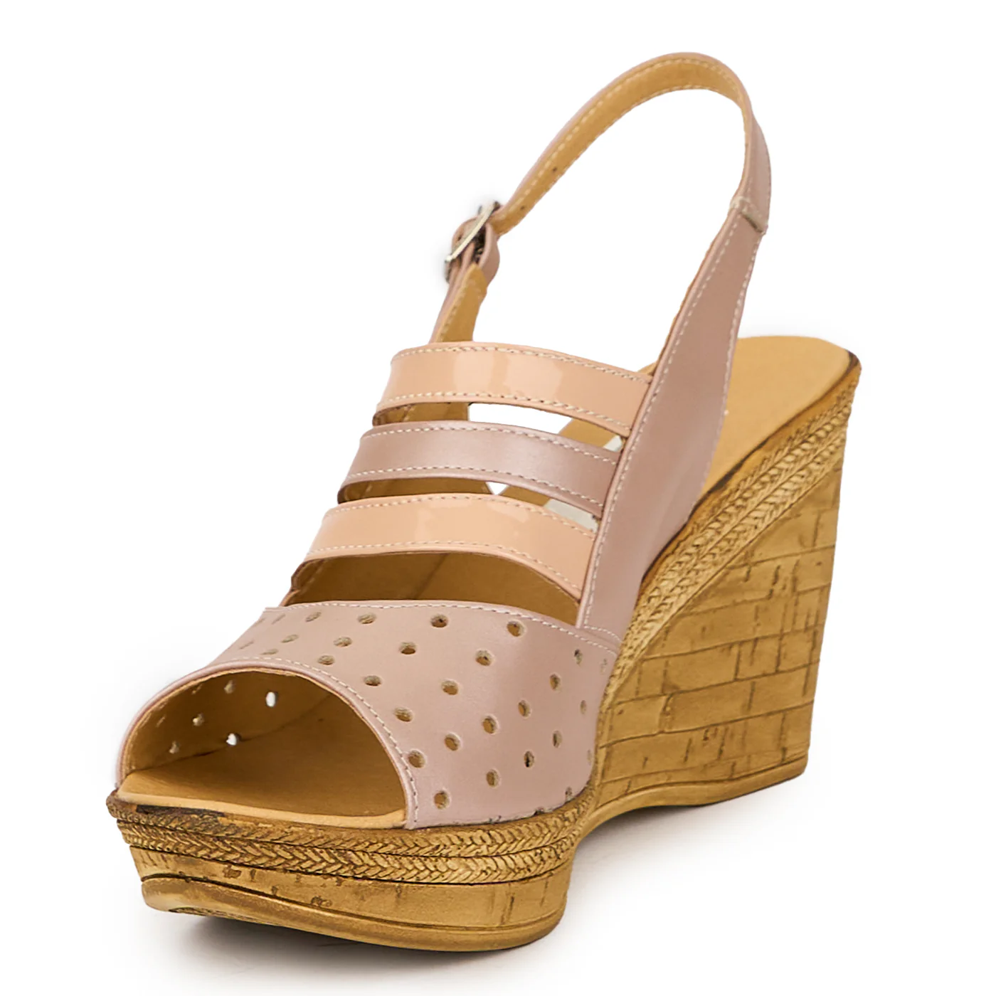 Sandale dama din piele naturala roz sidefat cu platforma 9 cm 15835 - Image 3