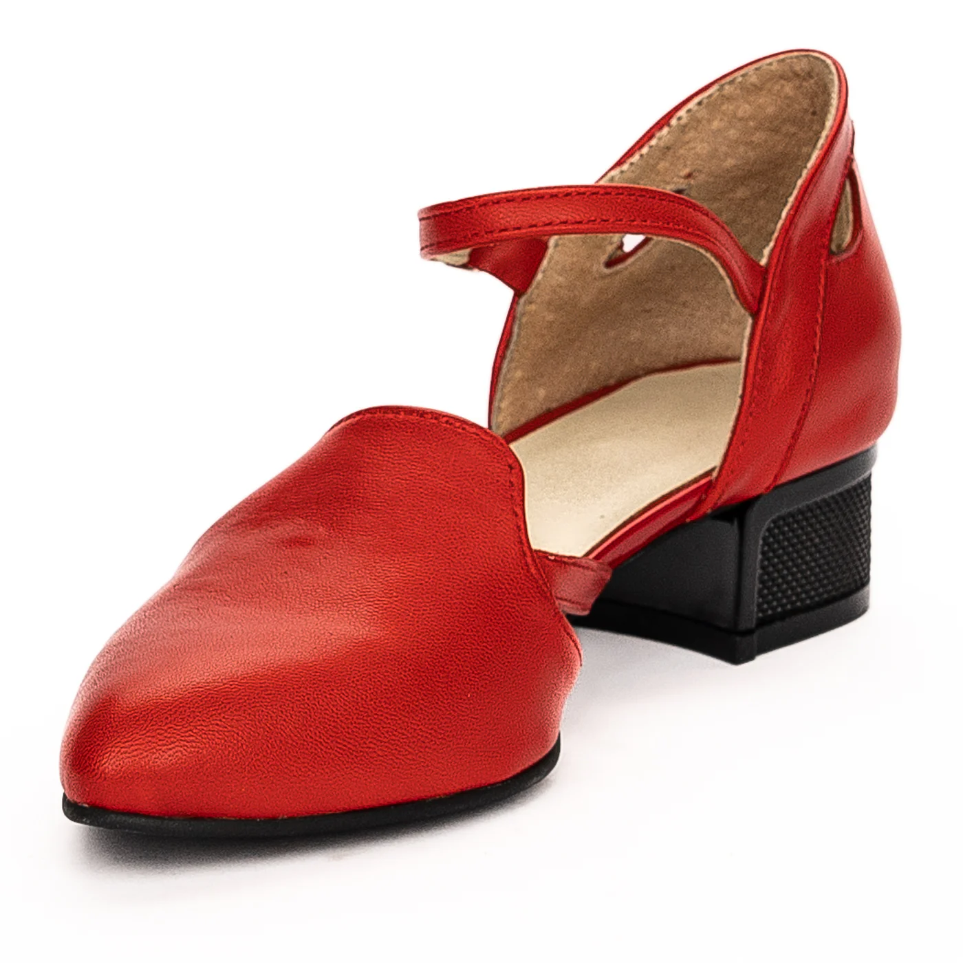 Sandale dama din piele naturala toc 3.5cm rosie 13231 - Image 3