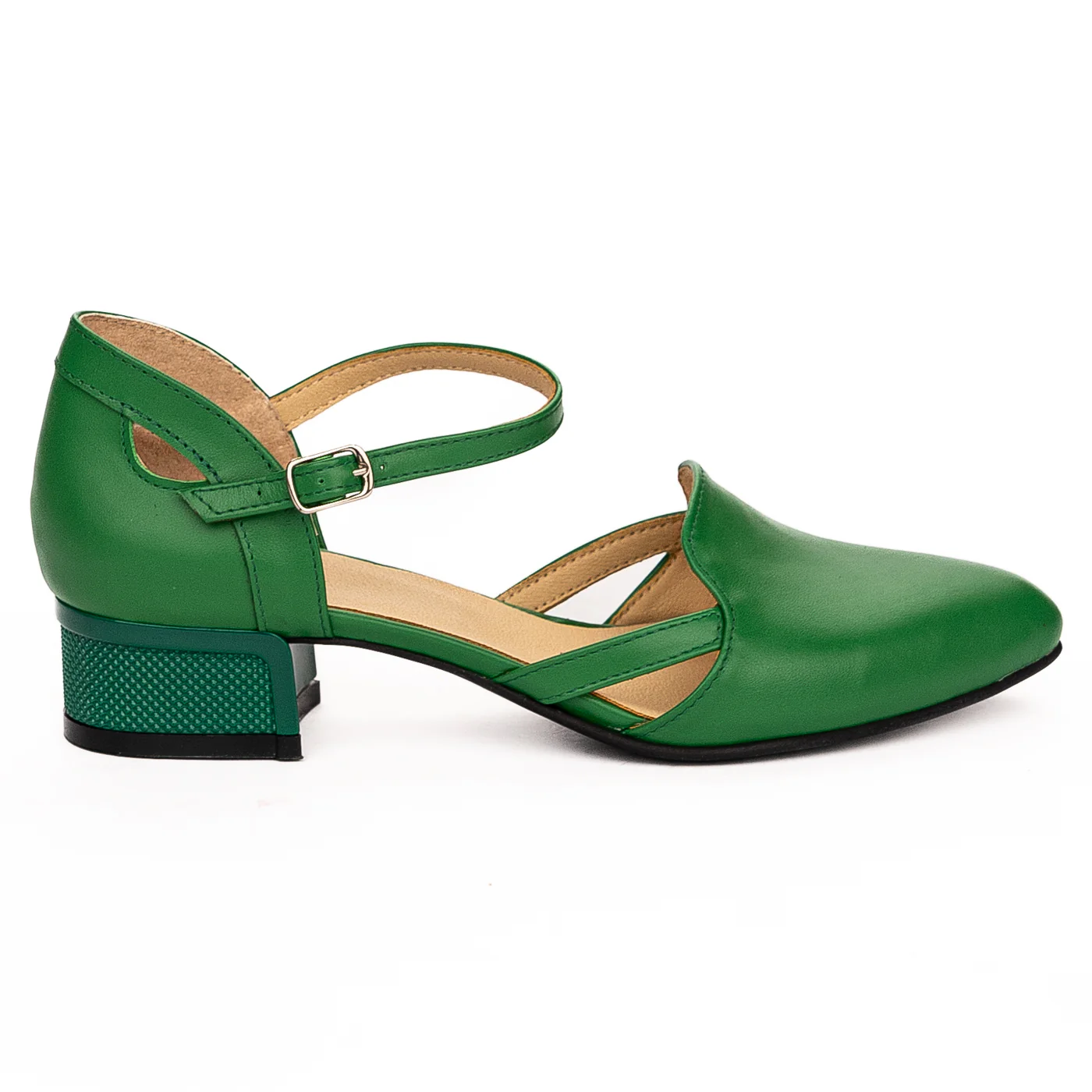 Sandale dama din piele naturala toc 3.5cm verde 13228