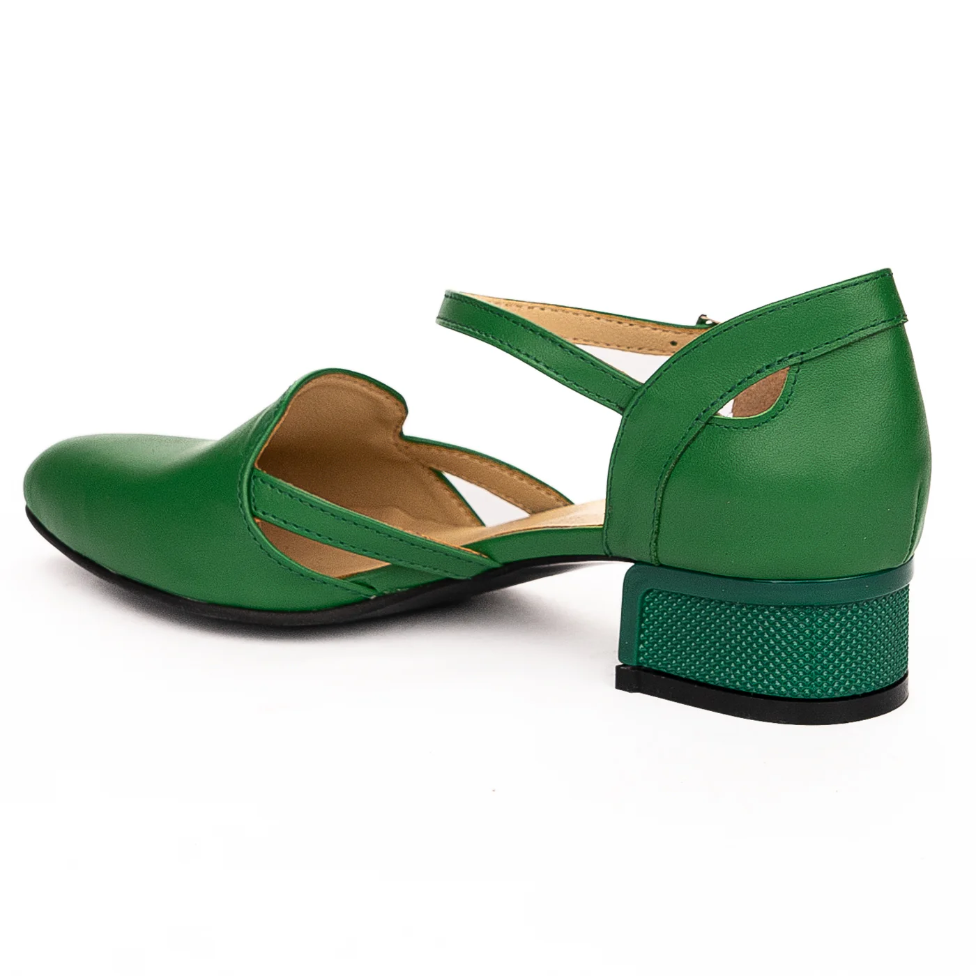 Sandale dama din piele naturala toc 3.5cm verde 13228 - Image 2