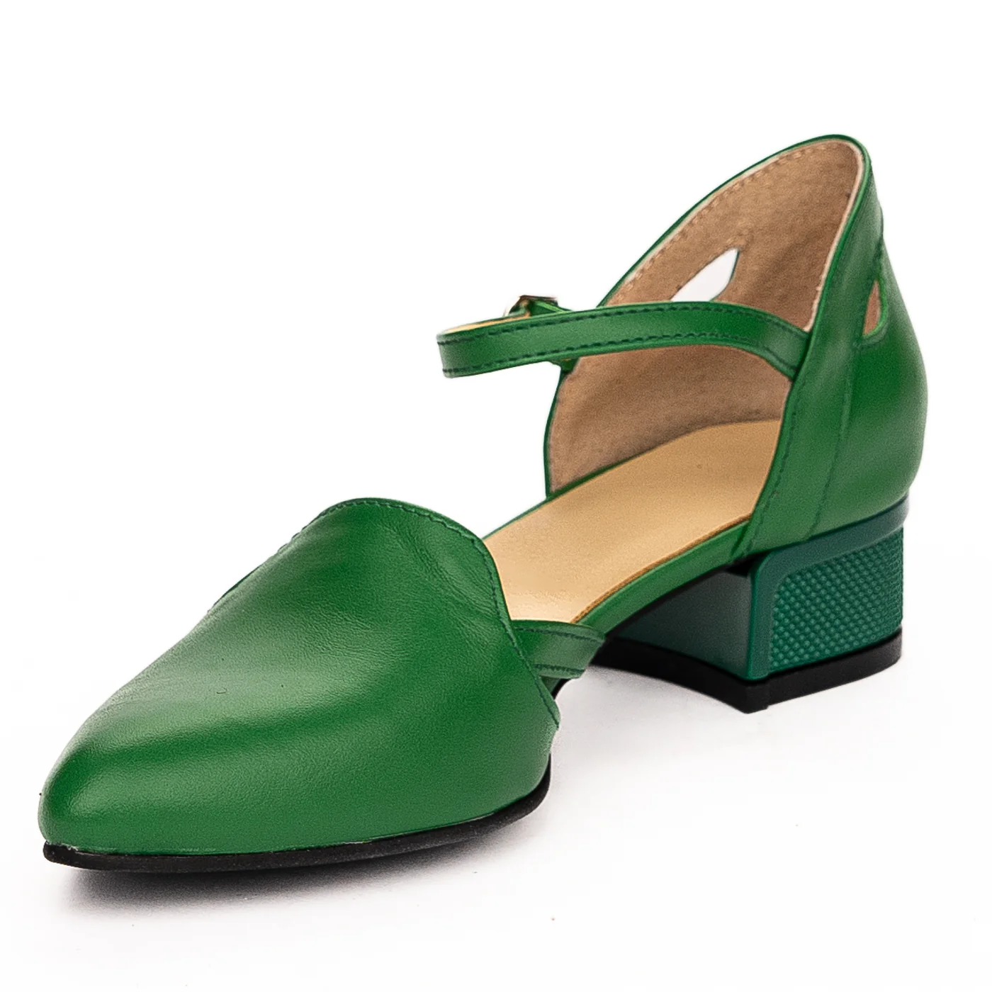 Sandale dama din piele naturala toc 3.5cm verde 13228 - Image 3