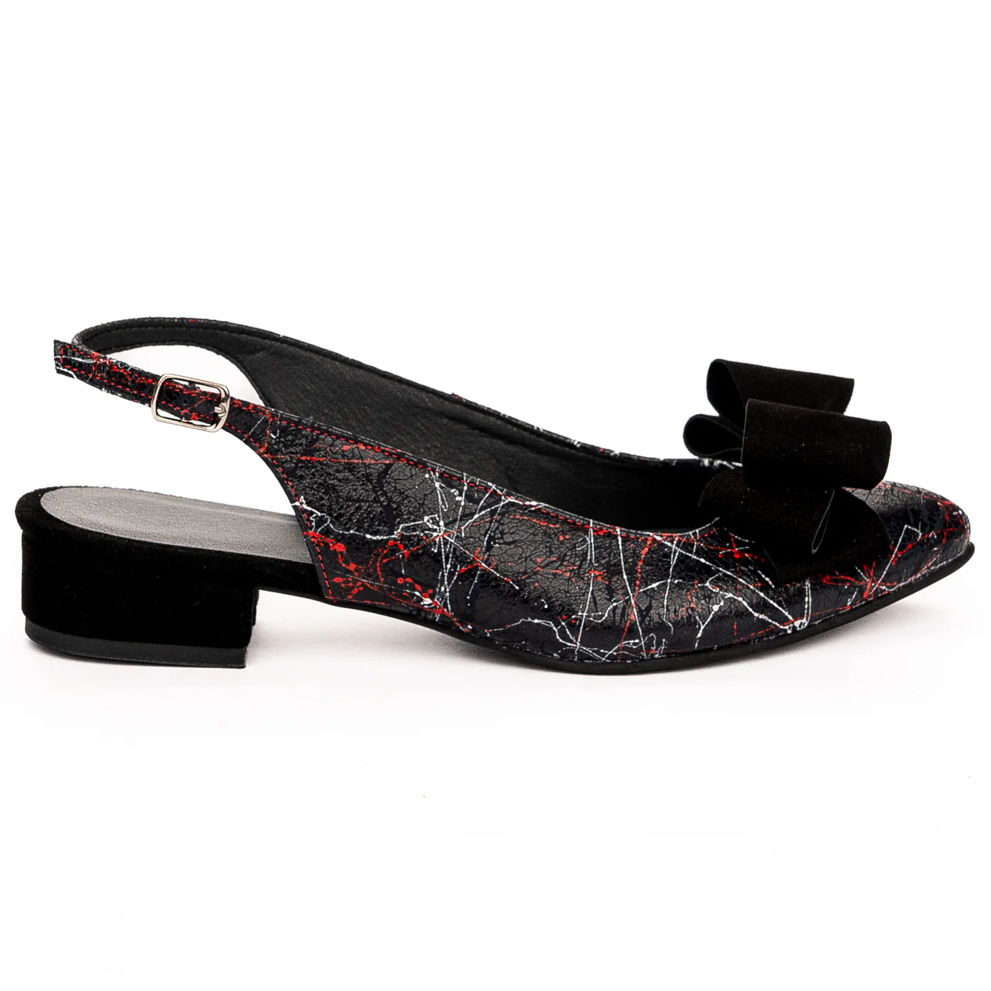 Sandale dama din piele naturala toc 3cm neagra 13242