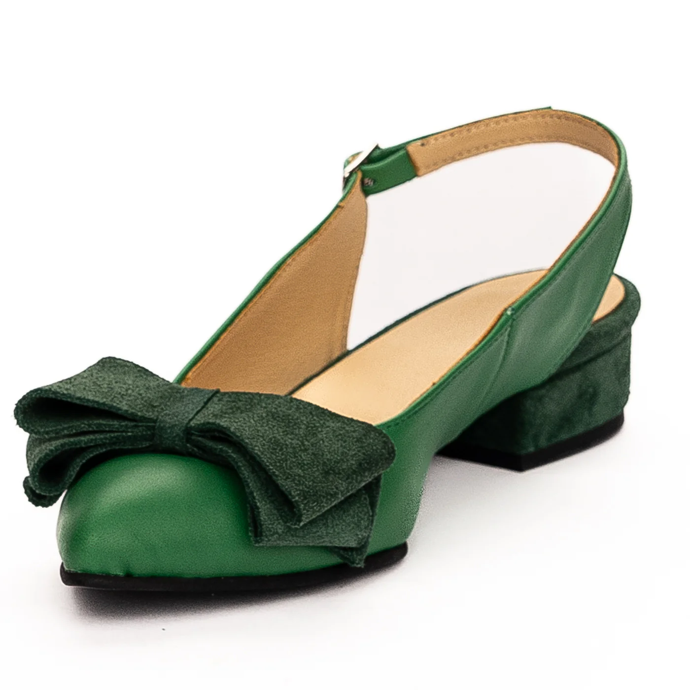 Sandale dama din piele naturala toc 3cm verde 13248 - Image 3