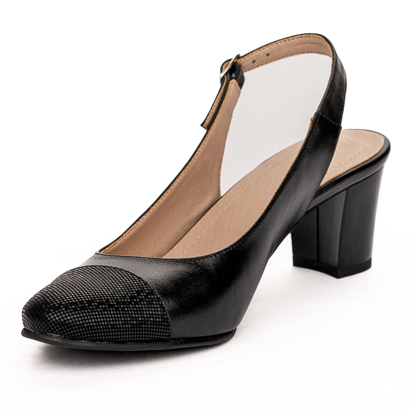 Sandale dama din piele naturala toc 5.5cm neagra 13251 - Image 3