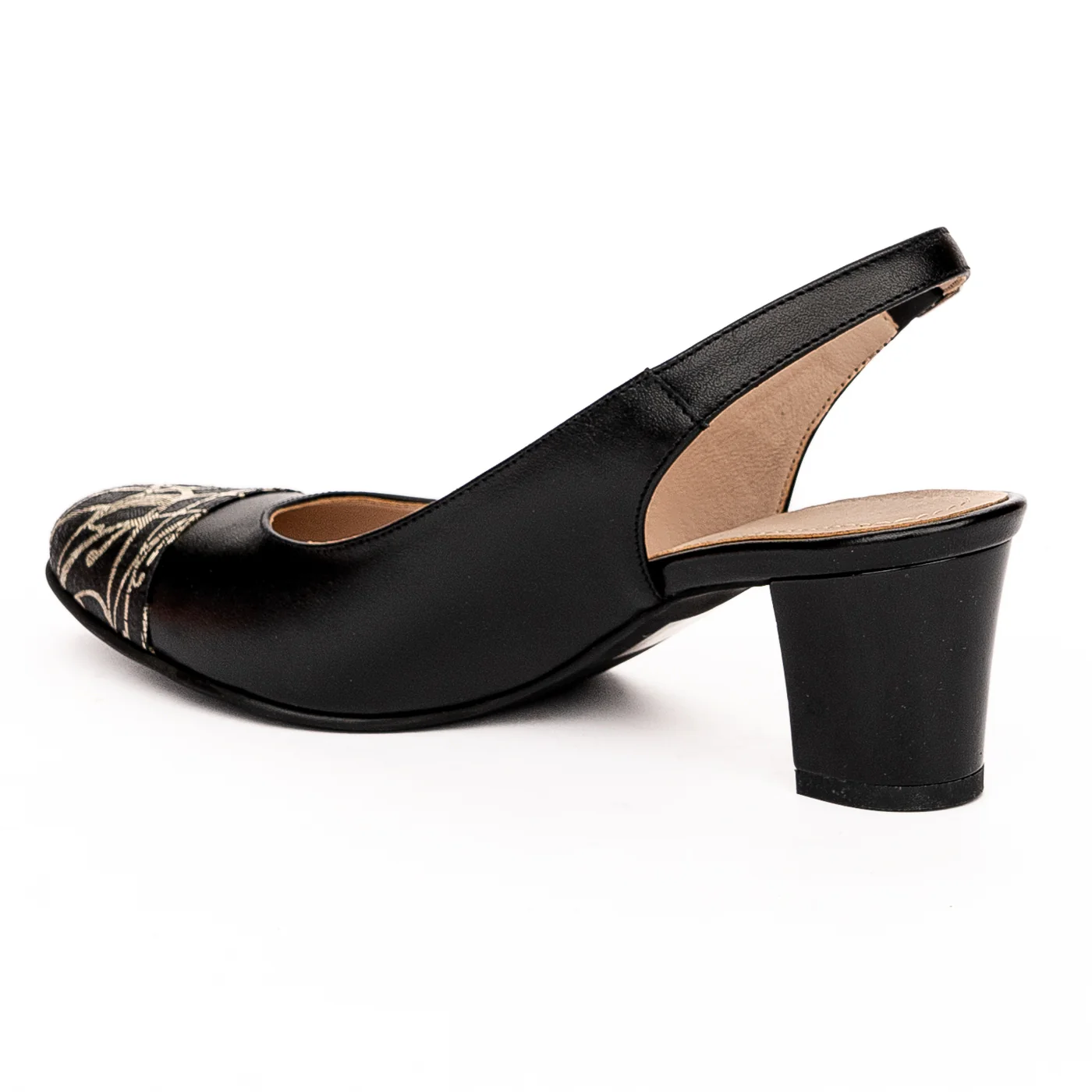 Sandale dama din piele naturala toc 5.5cm neagra 13252 - Image 2