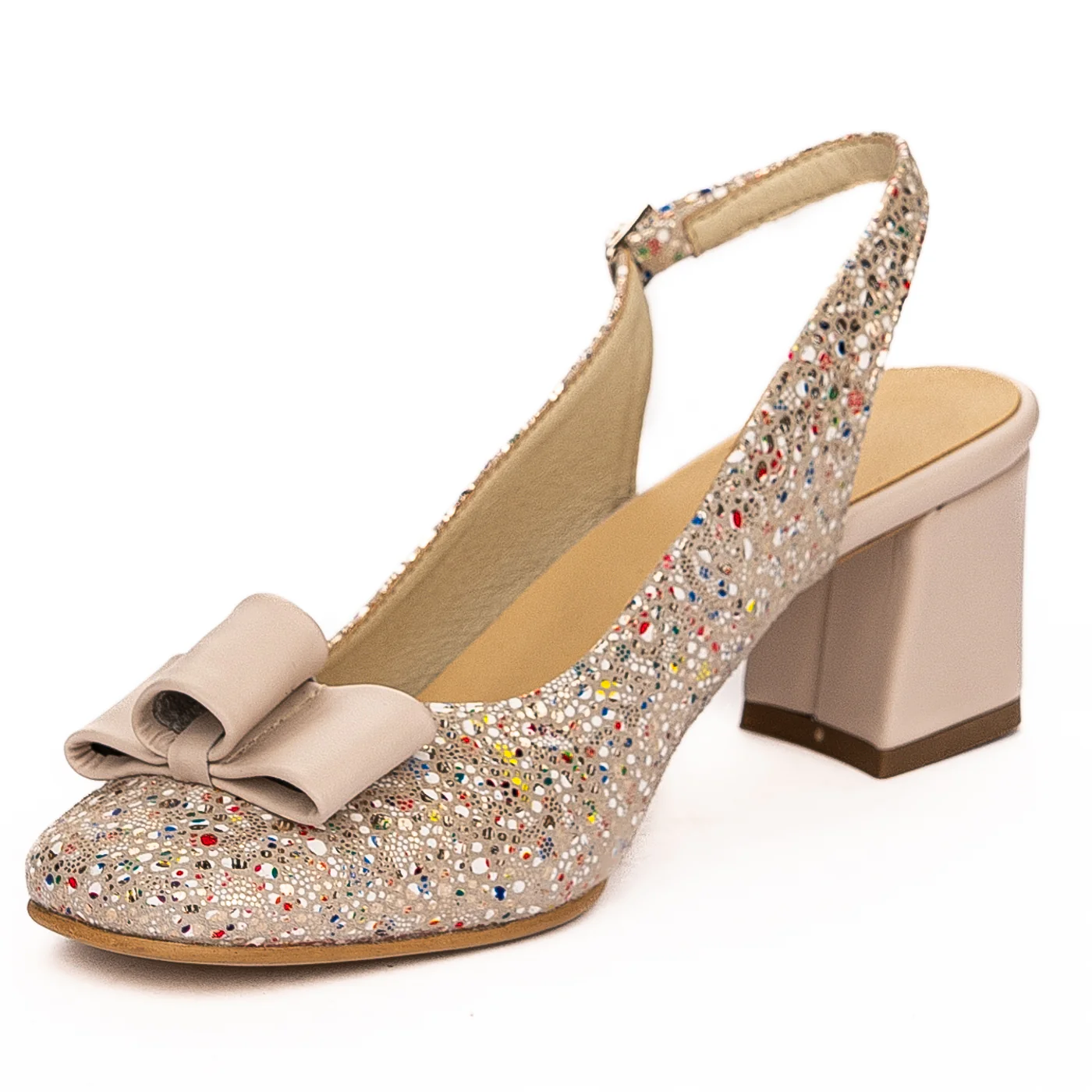 Sandale dama din piele naturala toc 6cm multicolor 13225 - Image 3