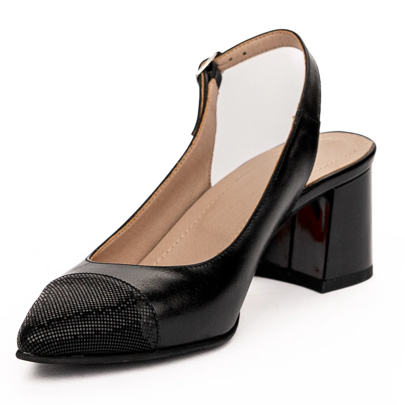 Sandale dama din piele naturala toc 6cm neagra 13250 - Image 3