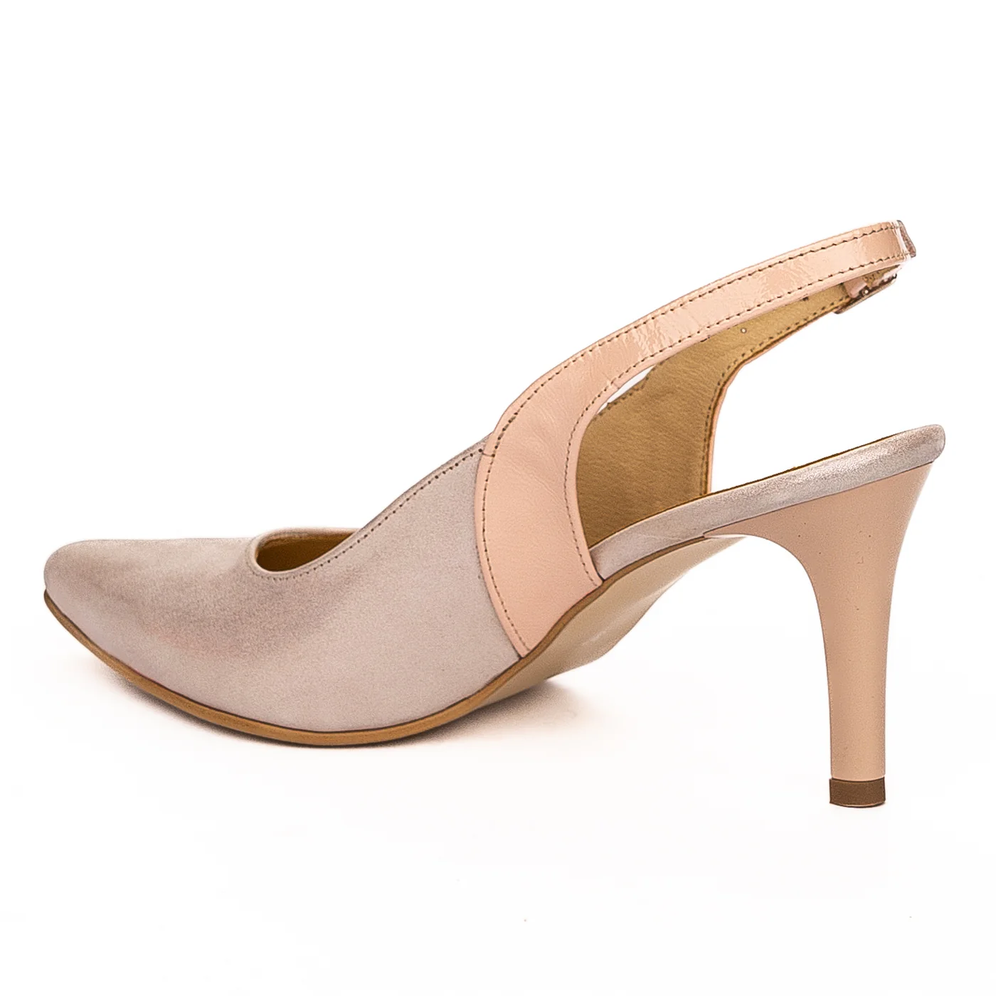 Sandale dama din piele naturala toc 8cm roz 13224 - Image 2