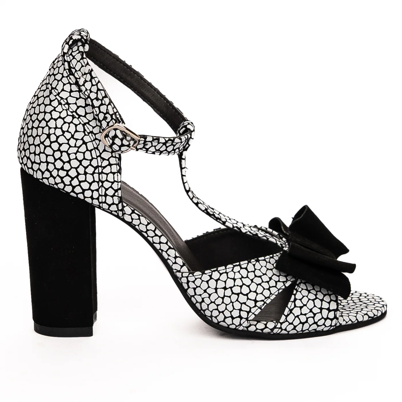Sandale dama din piele naturala toc 9.5cm neagra 13237