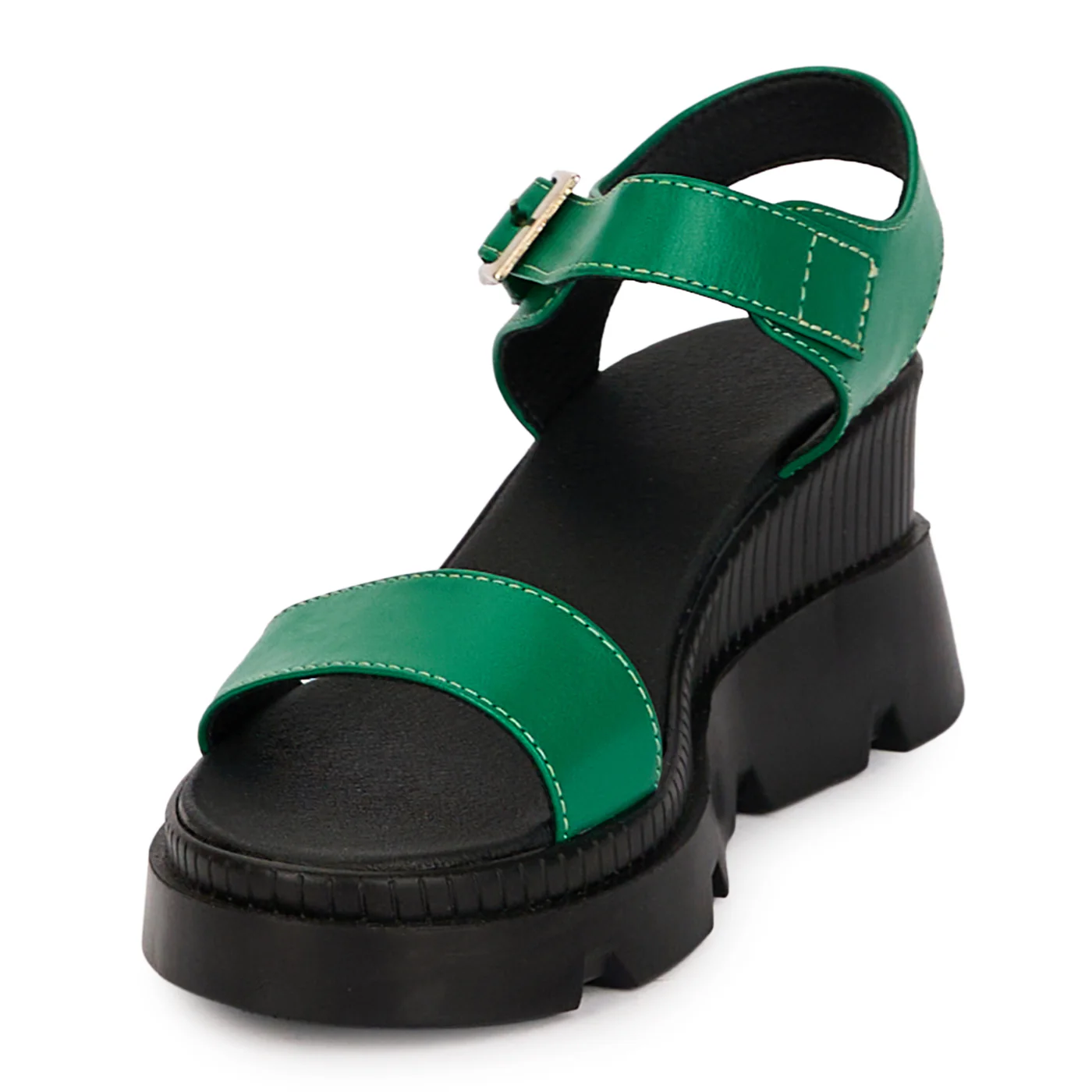 Sandale dama din piele naturala verde cu platforma 7 cm 18521 - Image 3