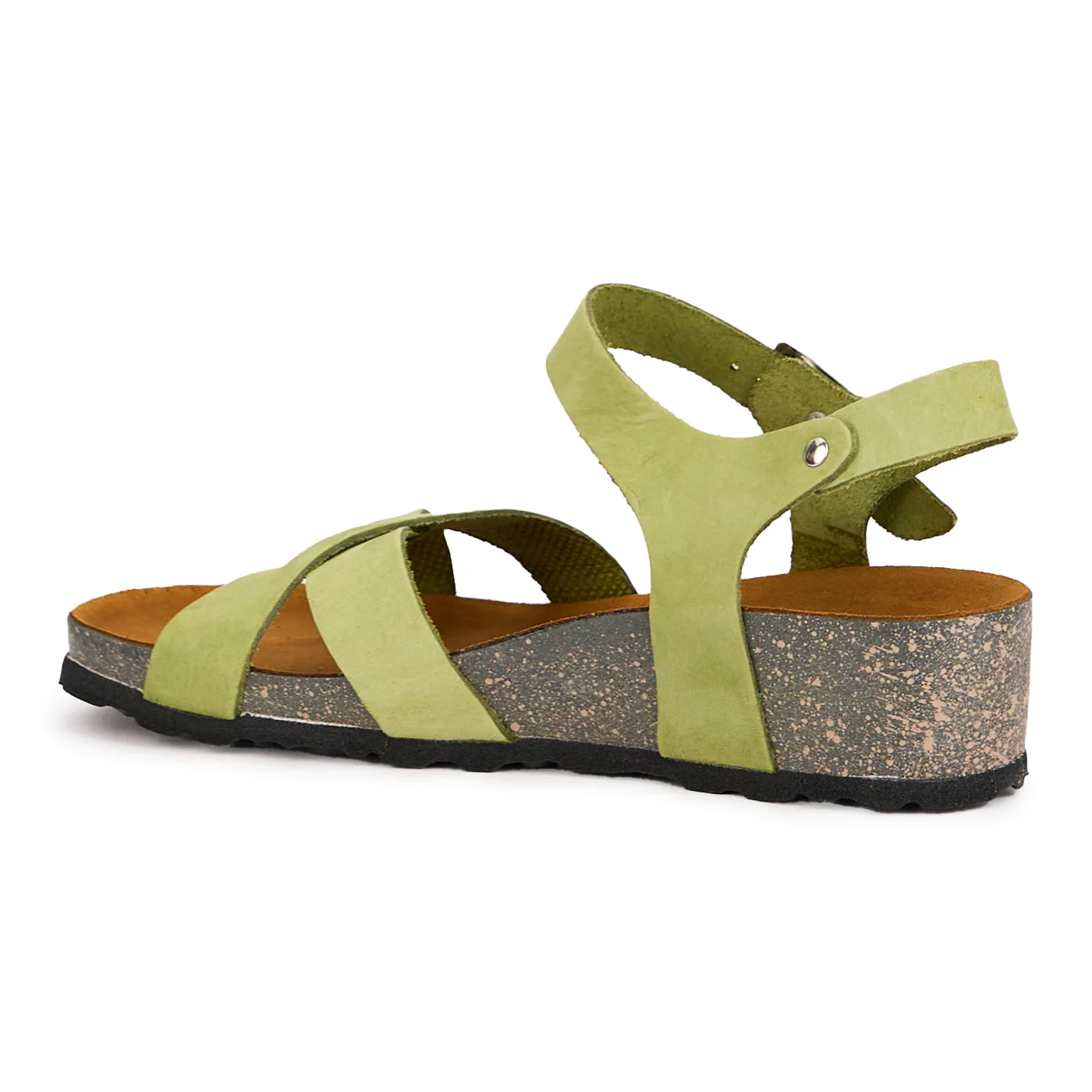Sandale dama din piele naturala verde cu talpa inalta 16578 - Image 2