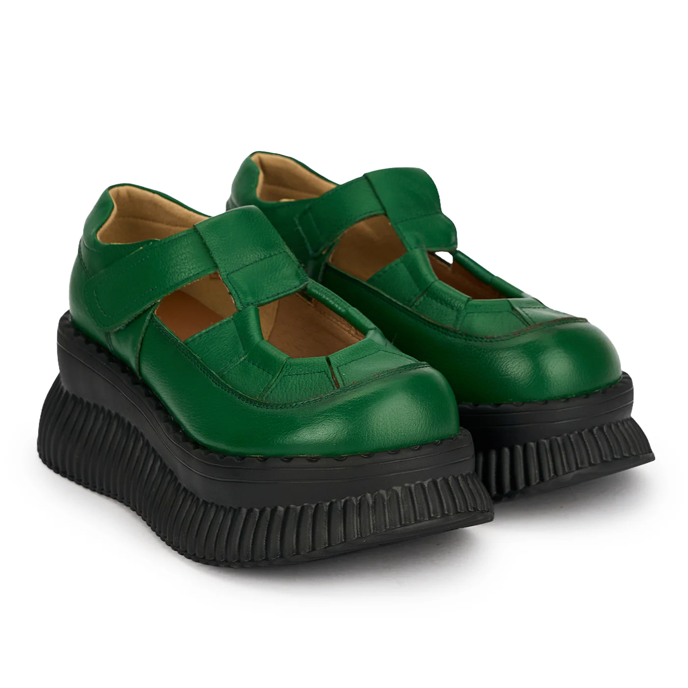 Sandale dama din piele naturala verde cu talpa inalta 6 cm 19558 - Image 4