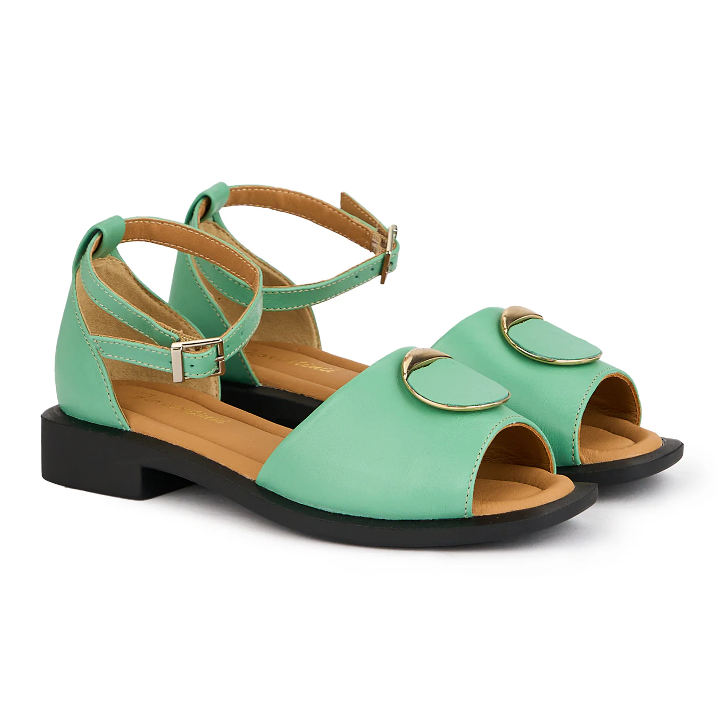 Sandale dama din piele naturala verde cu talpa joasa 16270 - Image 3