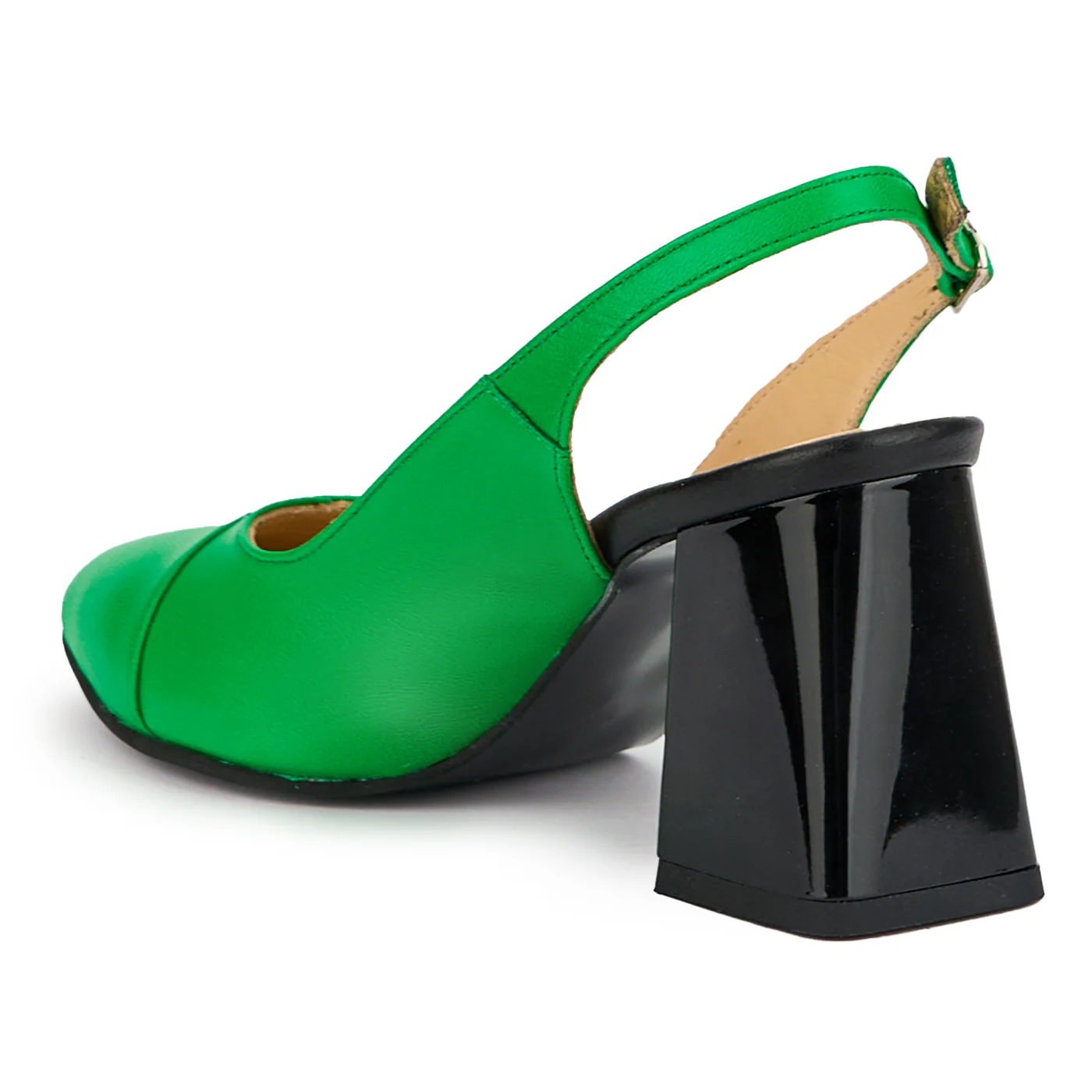 Sandale dama din piele naturala verde cu toc 7.5 cm 15237 - Image 2