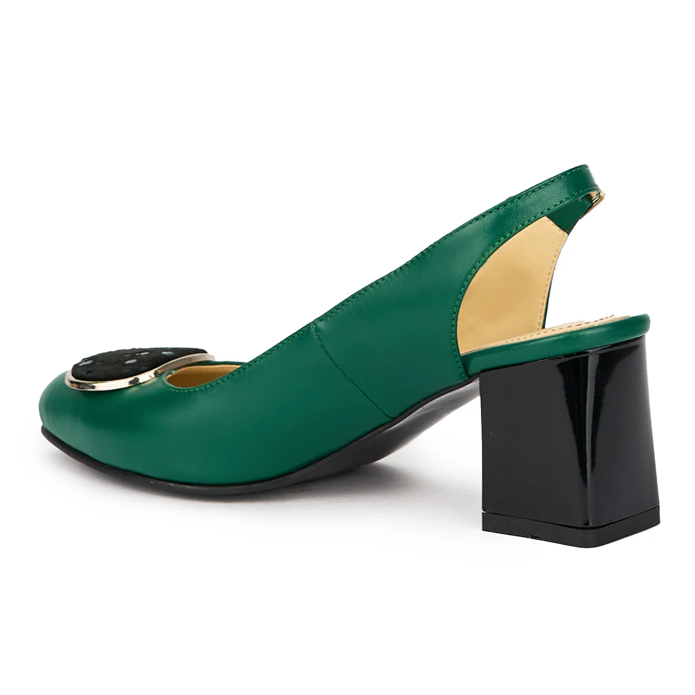 Sandale dama din piele naturala verde cu toc gros 6 cm 15602 - Image 2