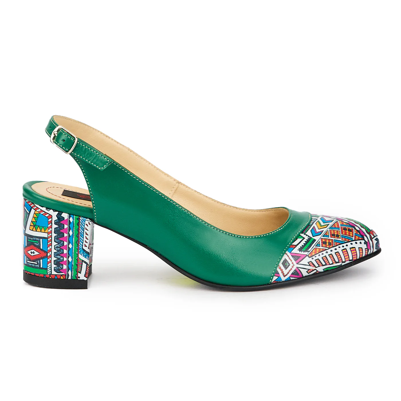 Sandale dama din piele naturala verde cu toc gros 6 cm 15618