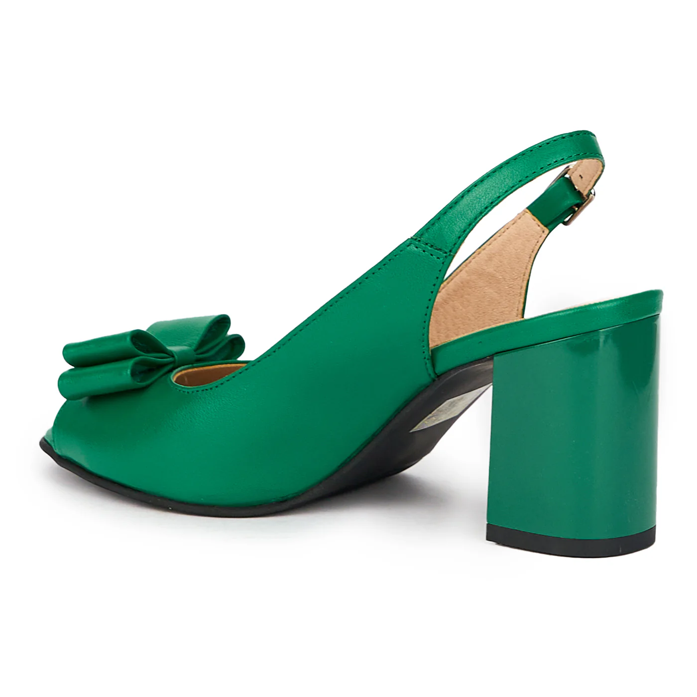 Sandale dama din piele naturala verde cu toc gros 7.5 cm 15510 - Image 2